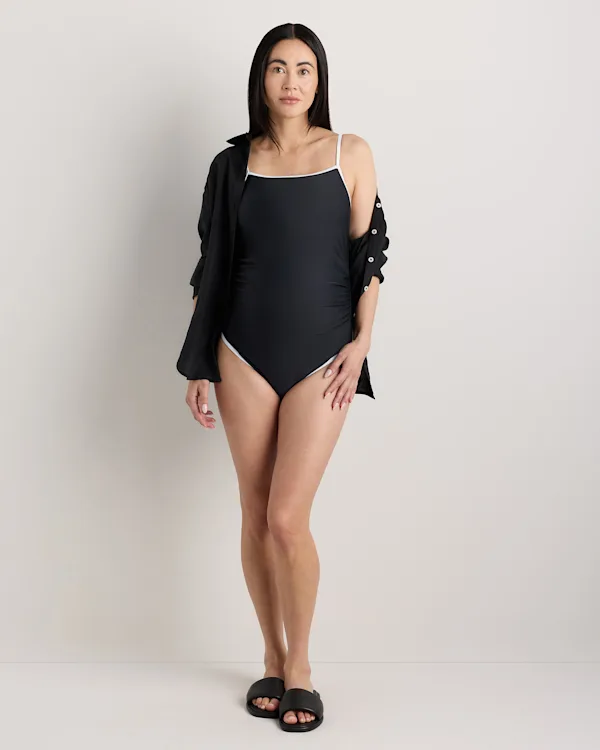 Italian Maternity Square Neck One-Piece Swimsuit 