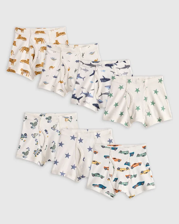 Boys 100% Organic Cotton Boxer Brief 7-Pack