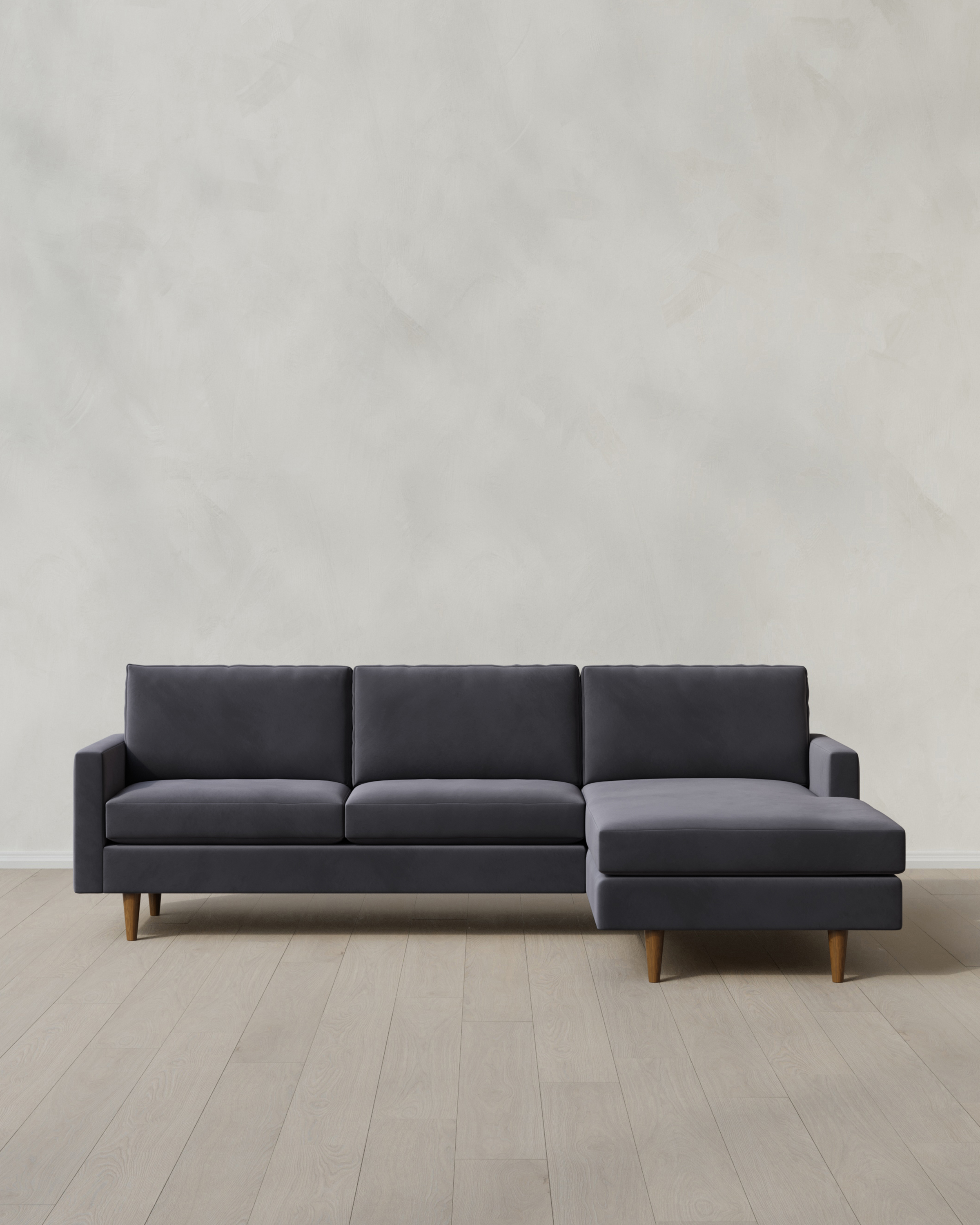Atlas Midcentury Chaise Sectional in Performance Velvet