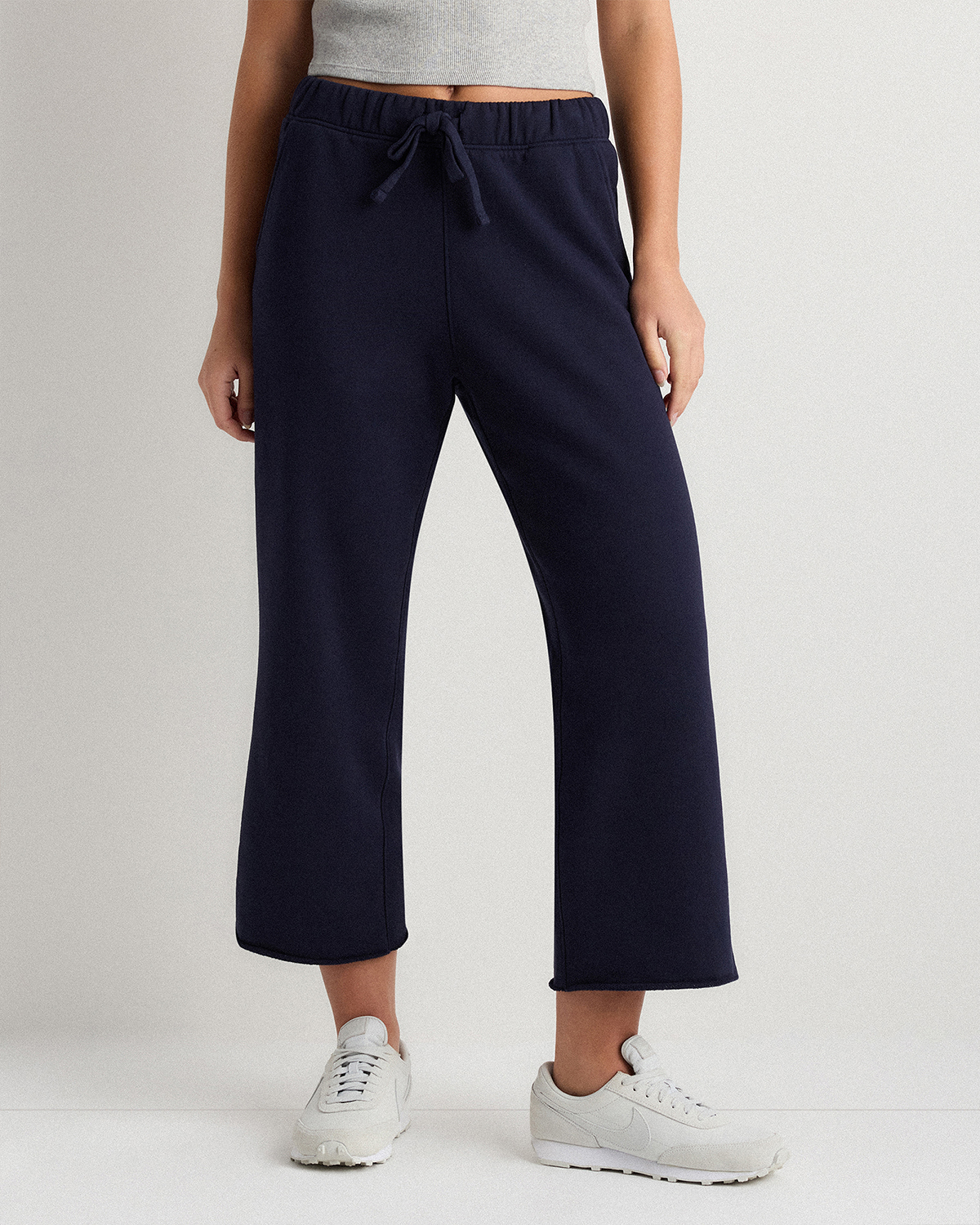 Organic French Terry Cropped Wide Leg Pants