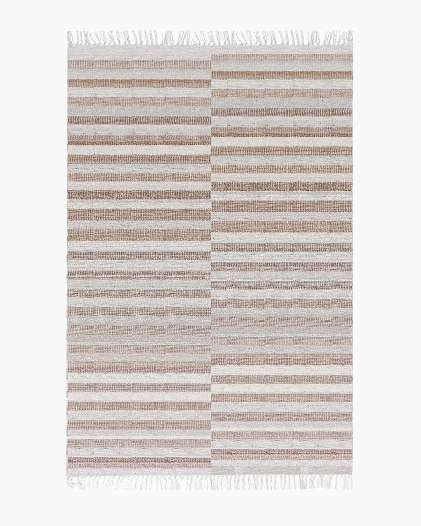 Modern Stripe Wool Kilim Rug - Natural Sand - 0