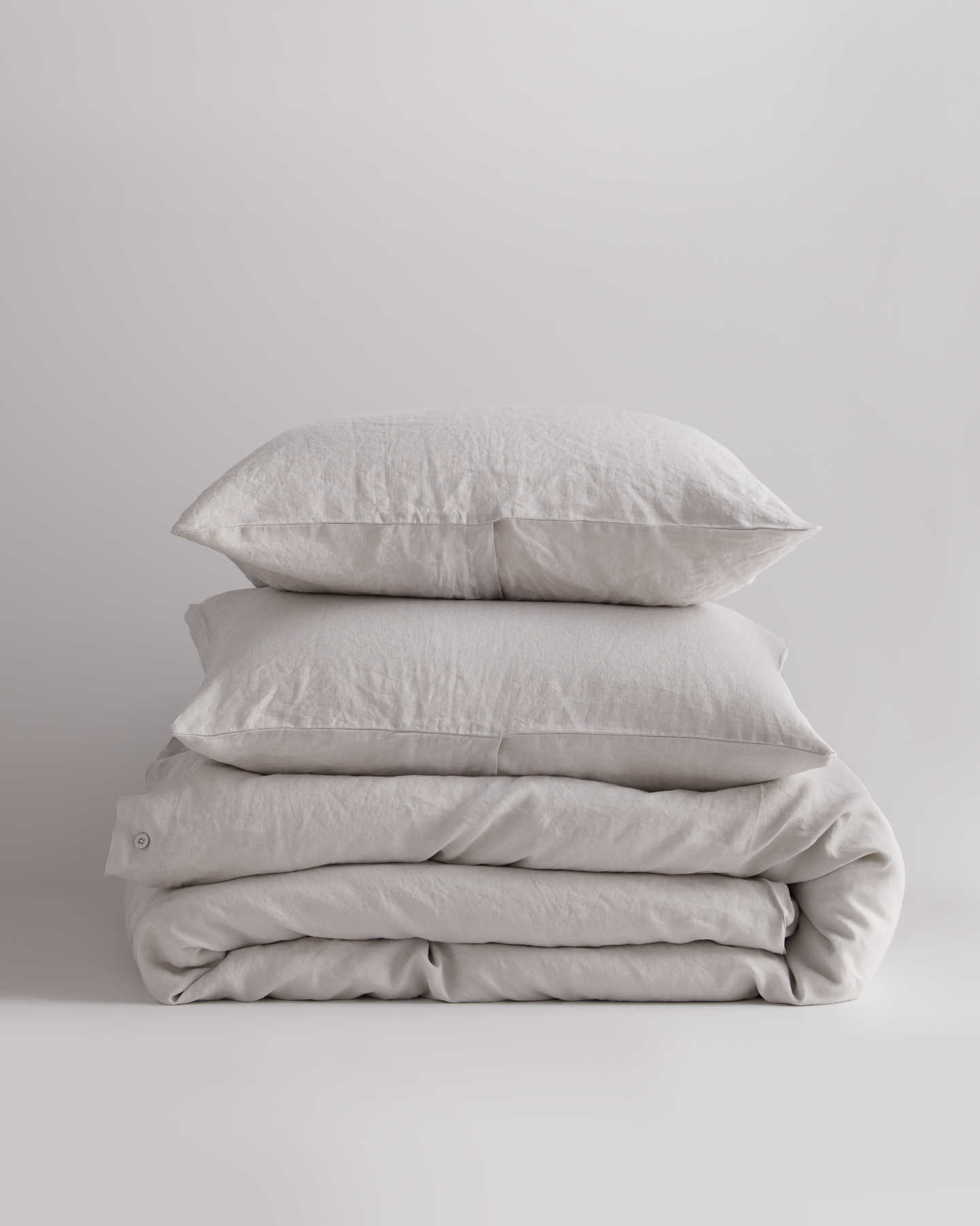 European Linen Duvet Cover Set - Light Grey