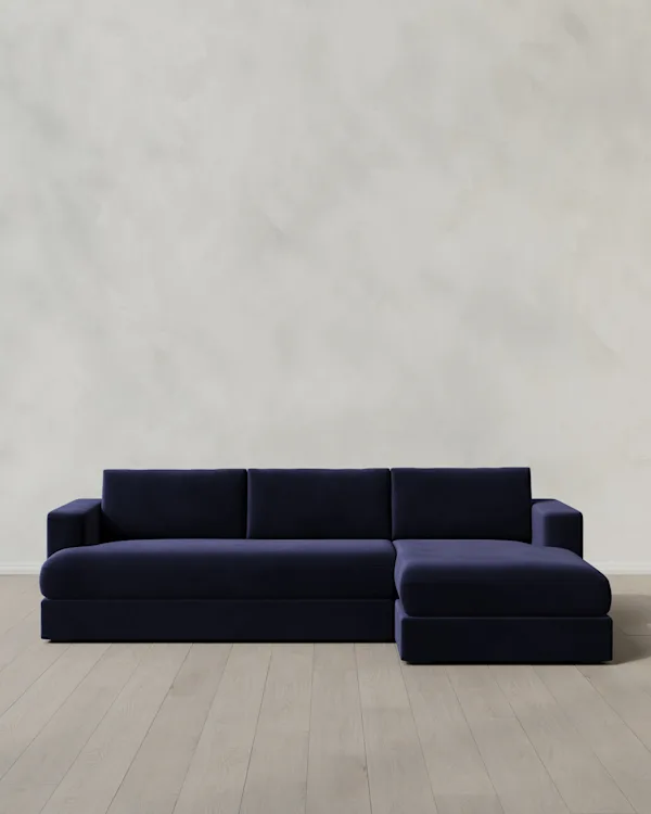 Sierra Curved Arm Chaise Sectional in Performance Velvet