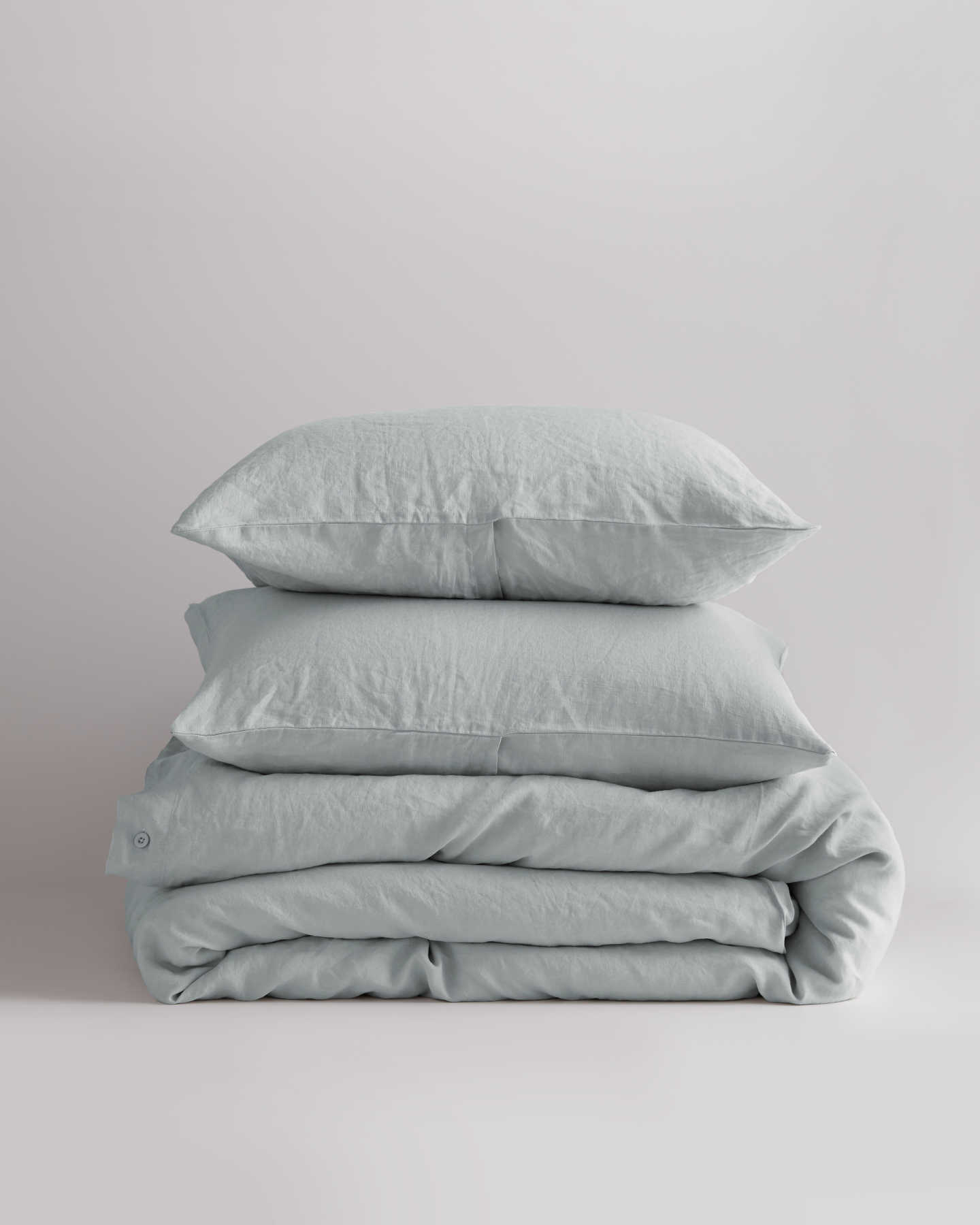 European Linen Duvet Cover Set - Mist - 4