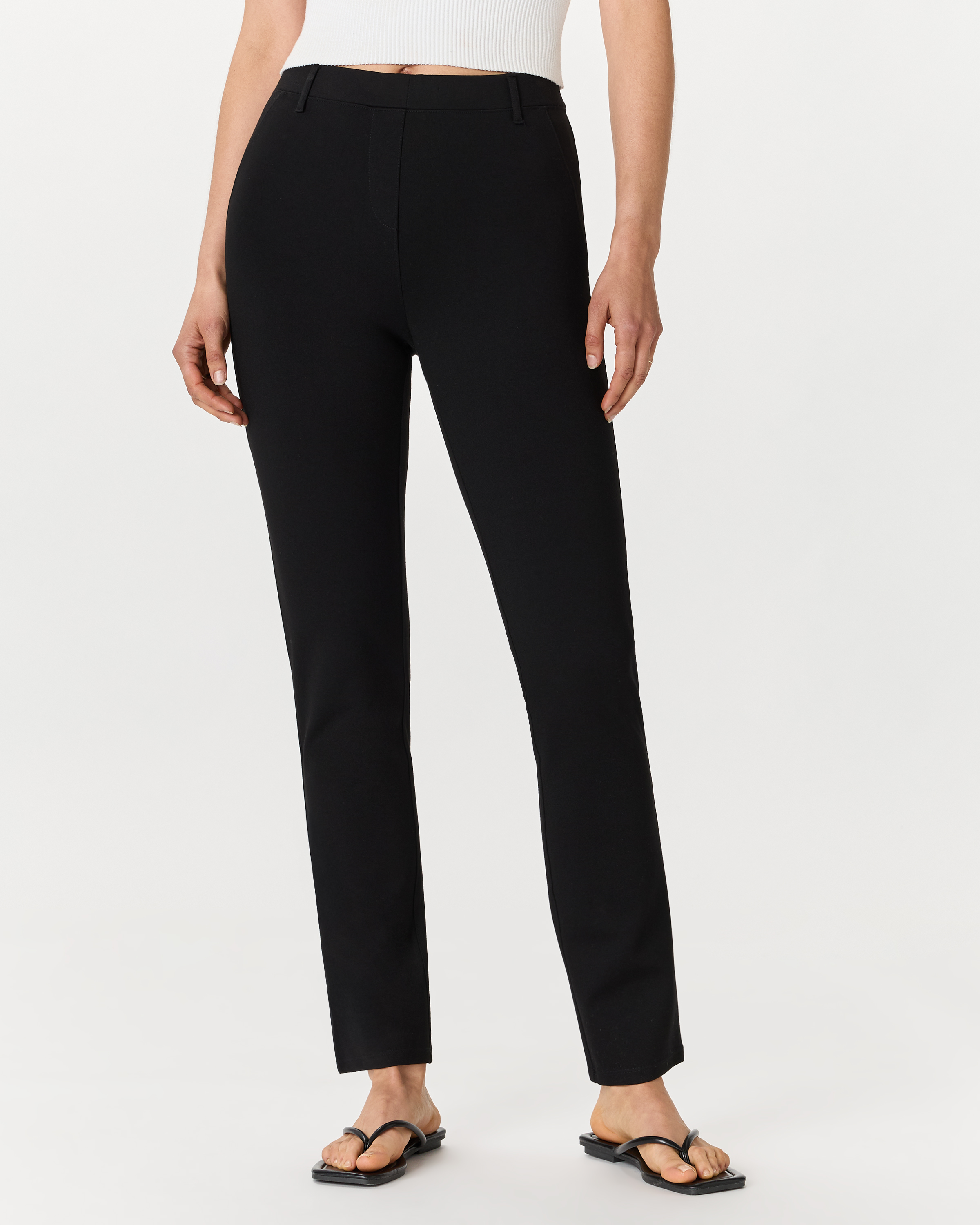 Ultra-Stretch Ponte Straight Leg Pants in Black