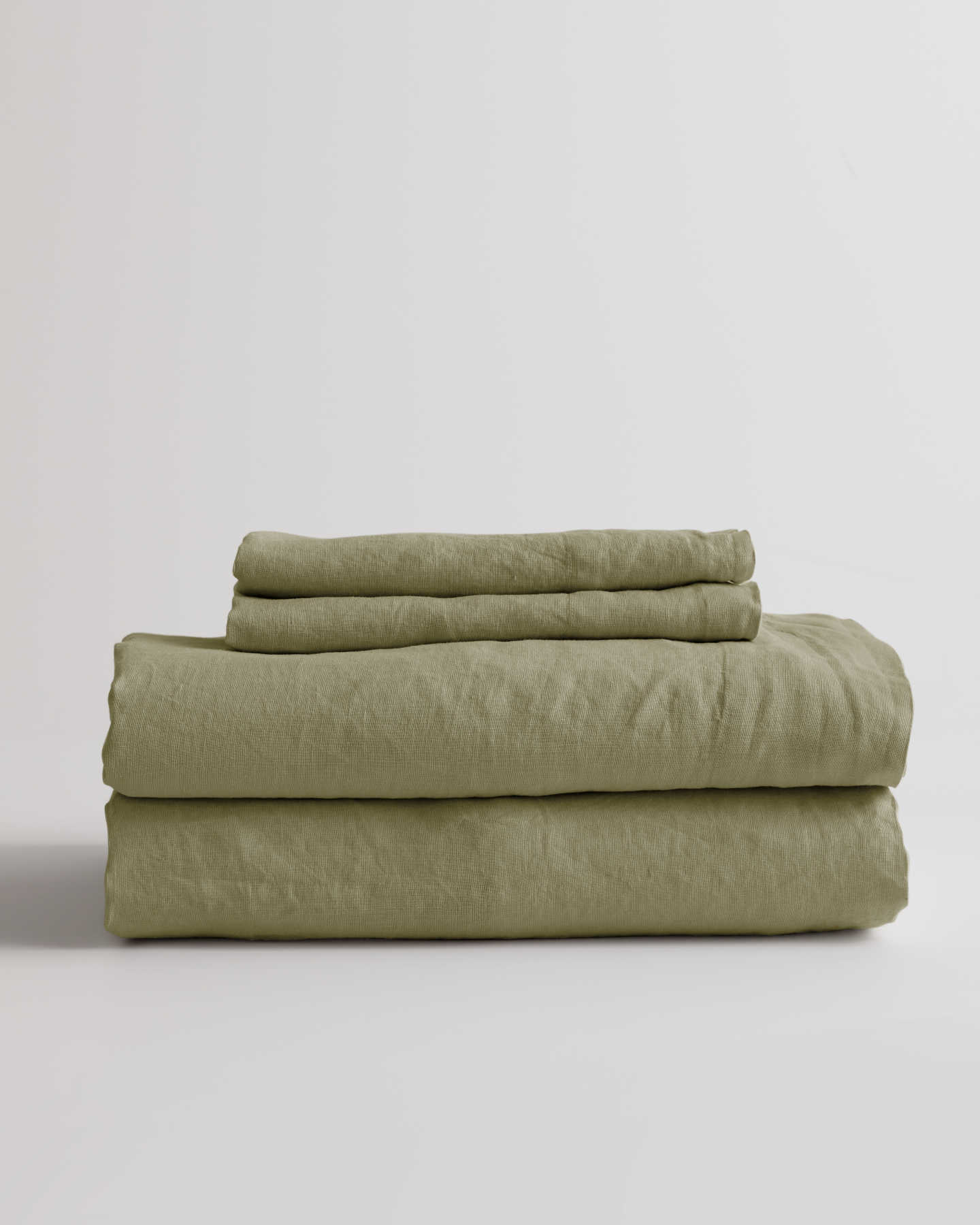 European Linen Sheet Set - Washed Olive - 6