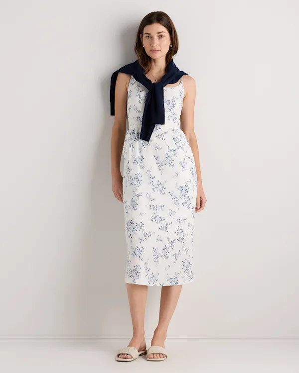 100% European Linen Scoop Neck Midi Dress