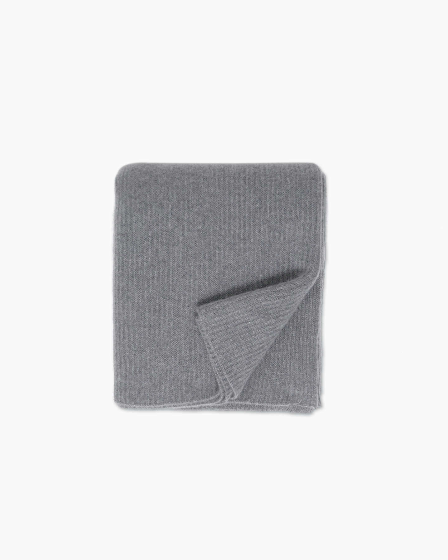 Ribbed Knit Cashmere Throw - Heather Grey