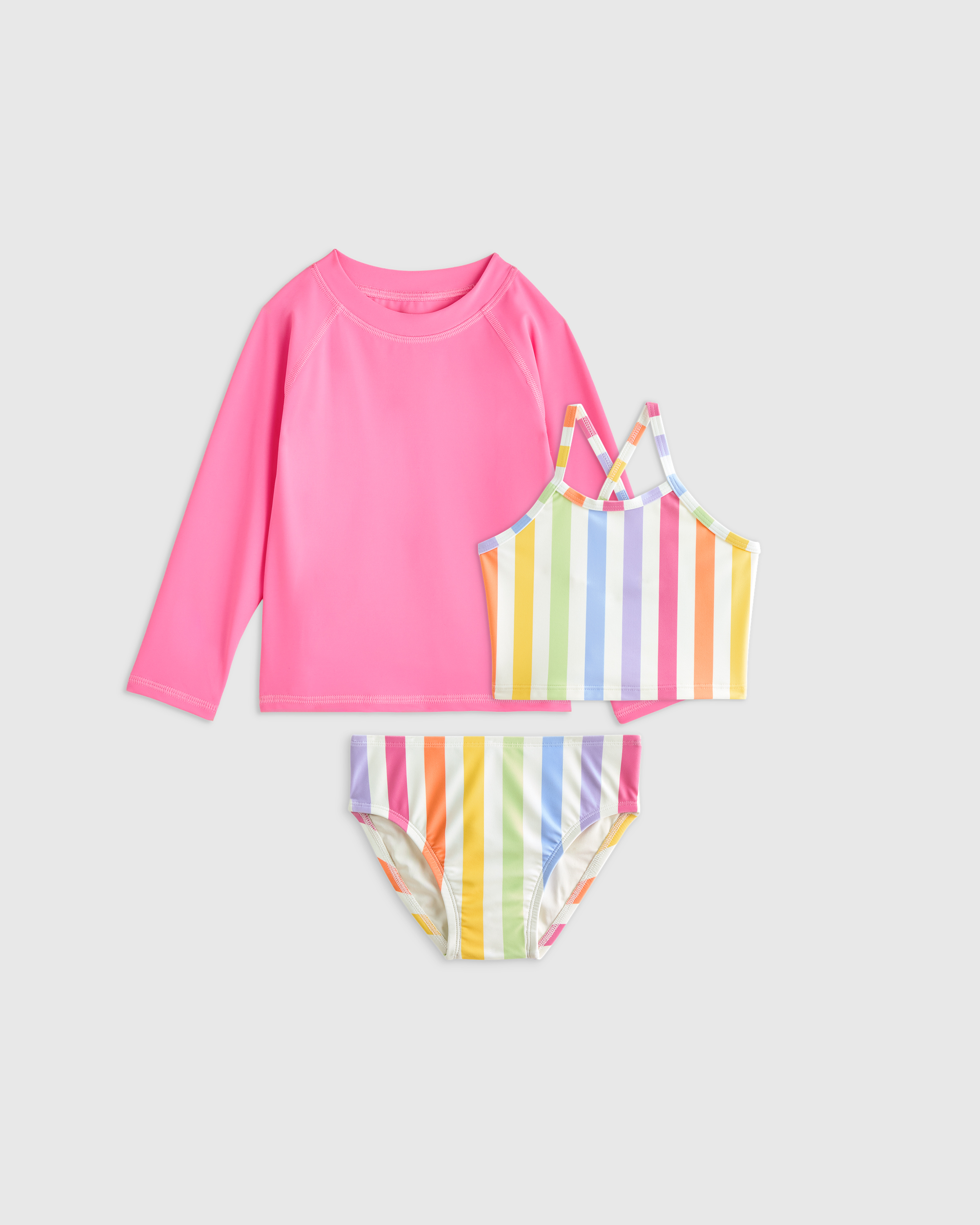 Tankini and Long Sleeve Raglan Rash Guard Set