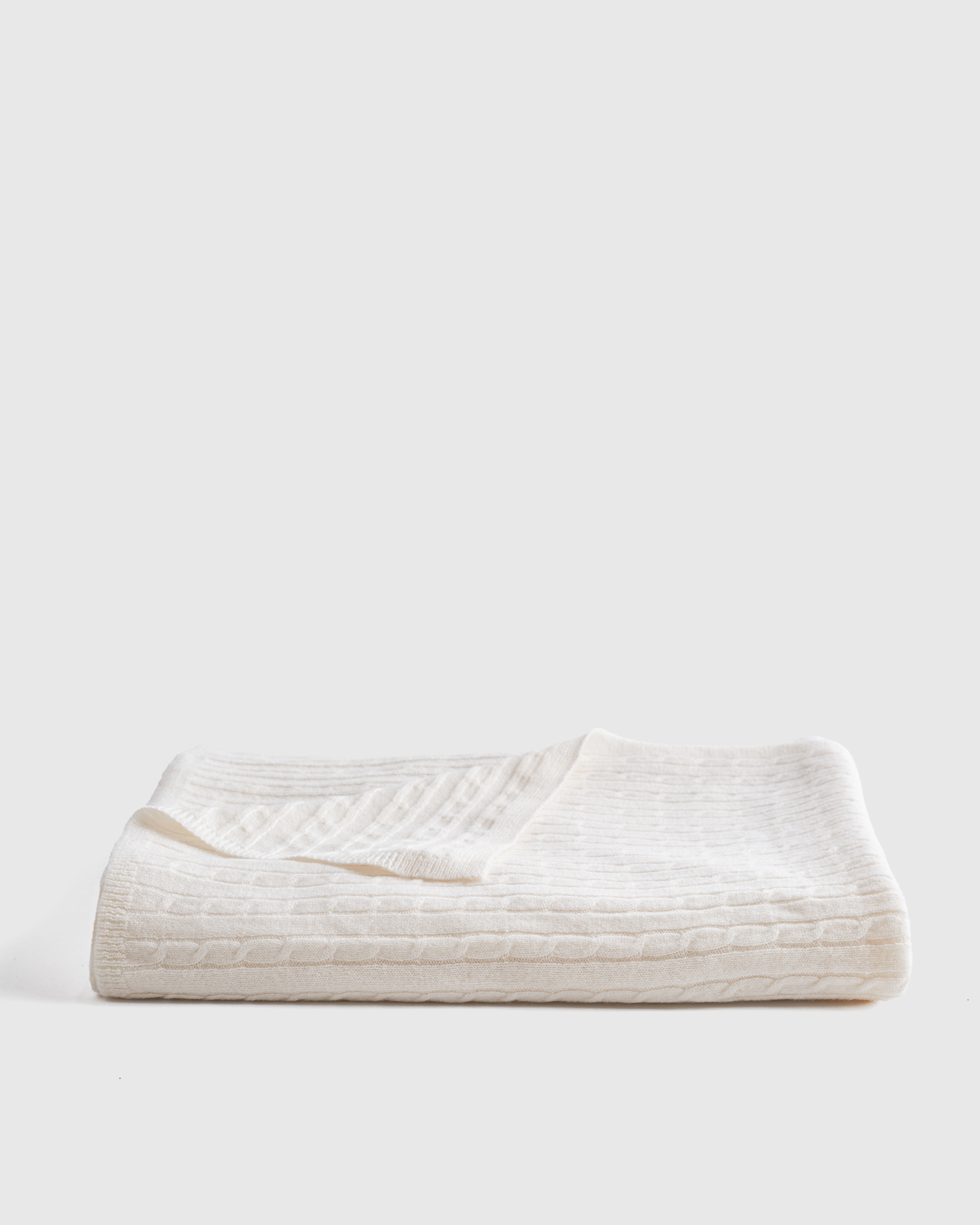 Ivory Cable Knit Cashmere Throw