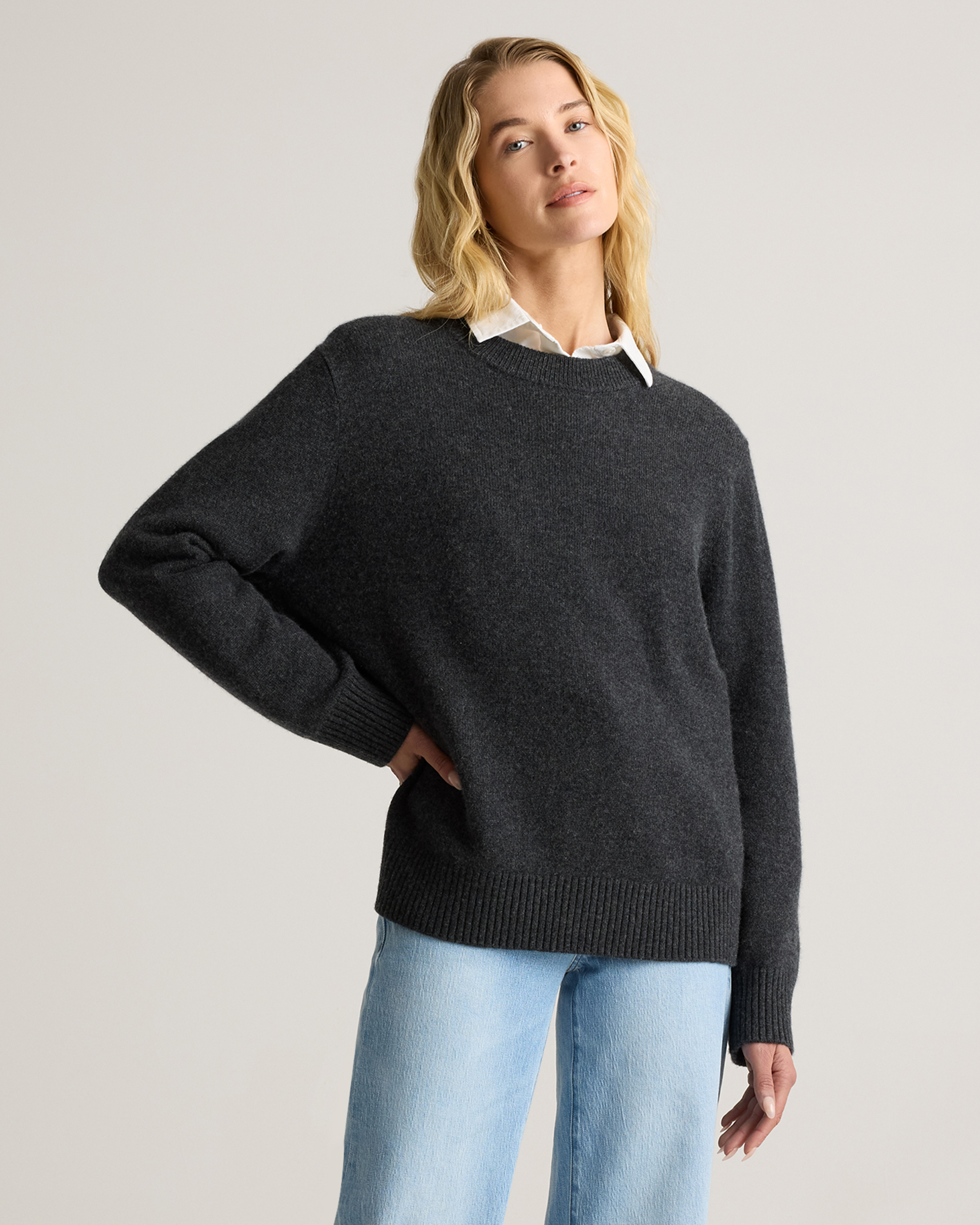 Mongolian Cashmere Oversized Crewneck Sweater