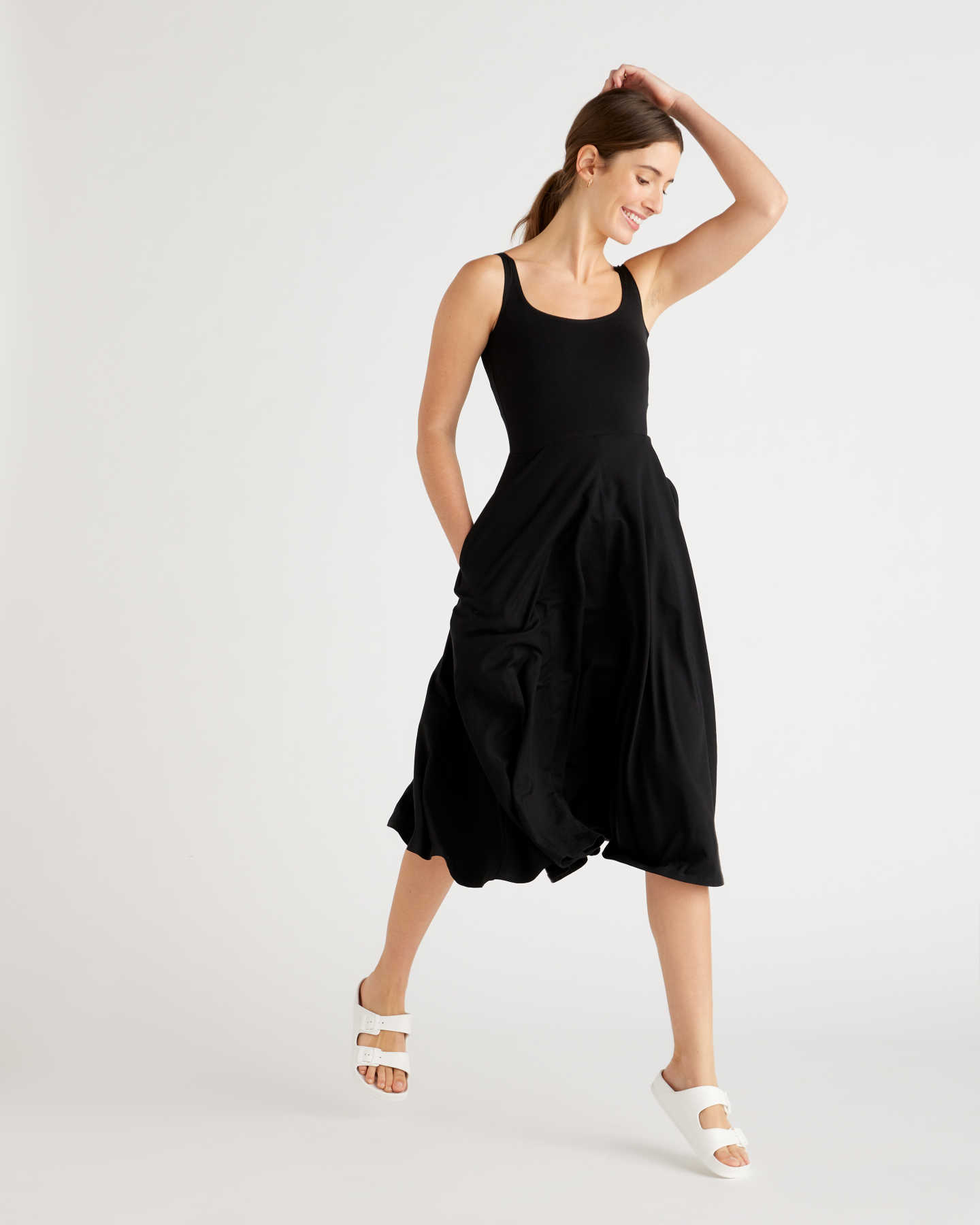 Fit & Flare Knit Dress - Black - 1 - Thumbnail