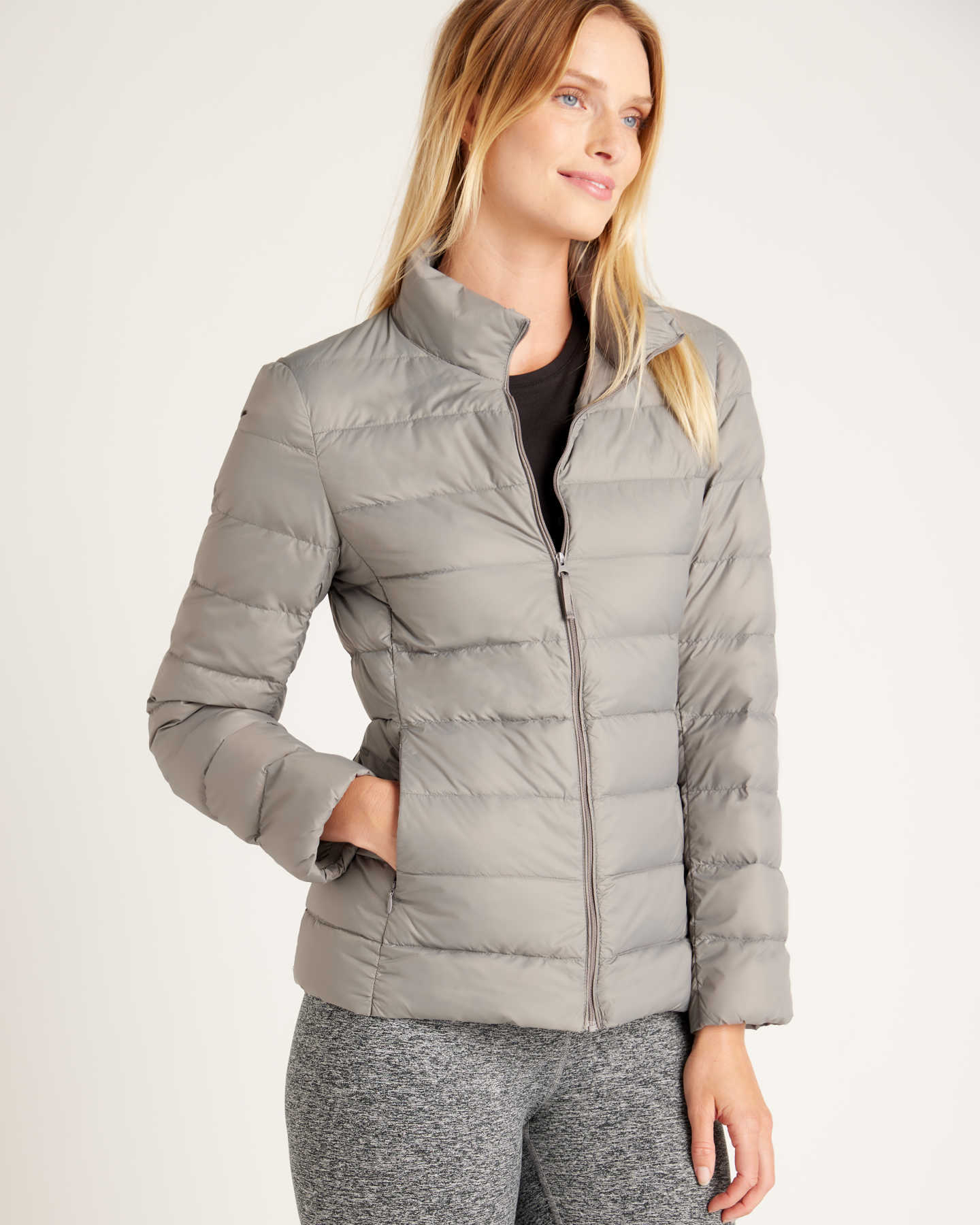 Lightweight Down Puffer Jacket - Light Grey