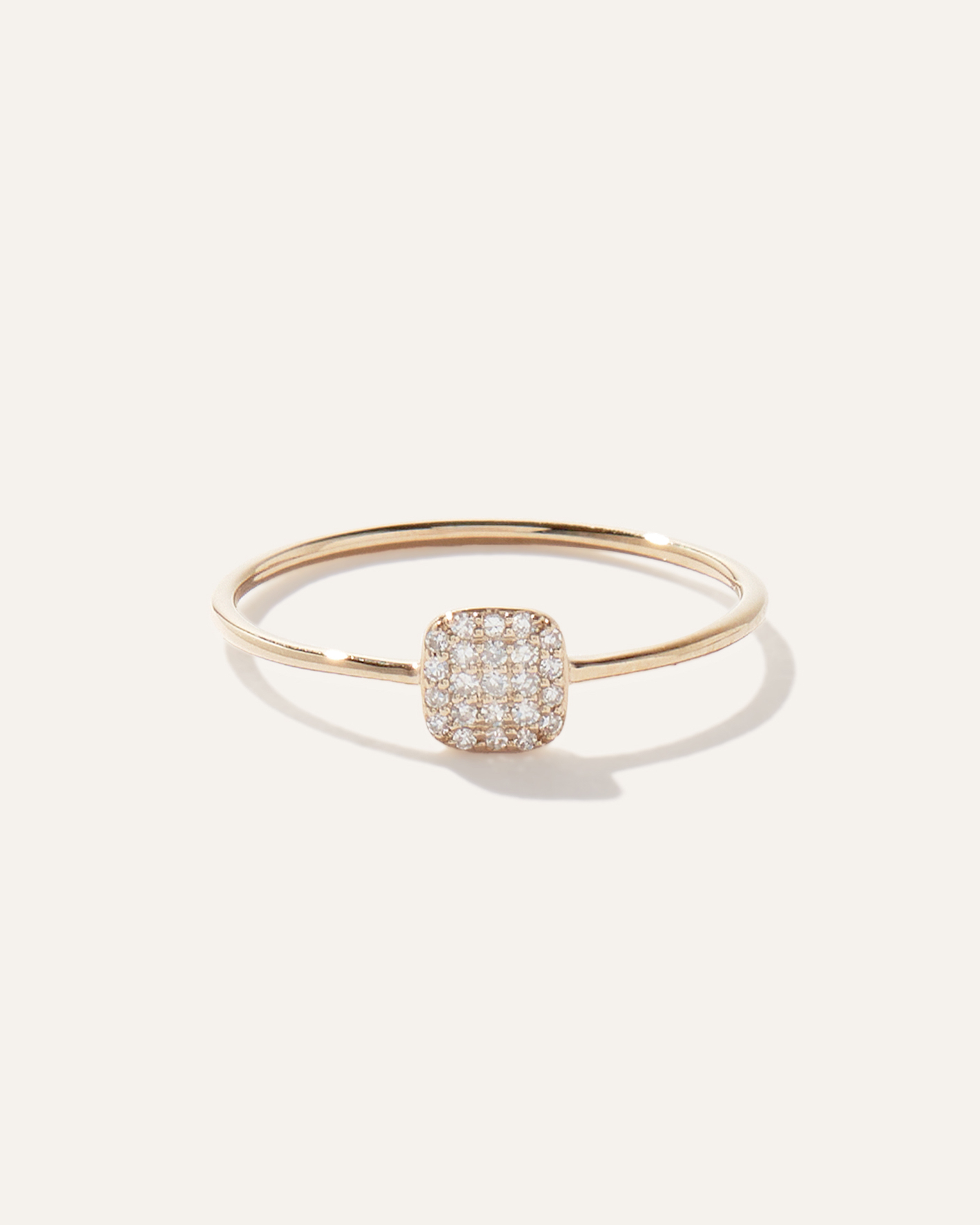 14K Gold Pave Diamond Cushion Ring