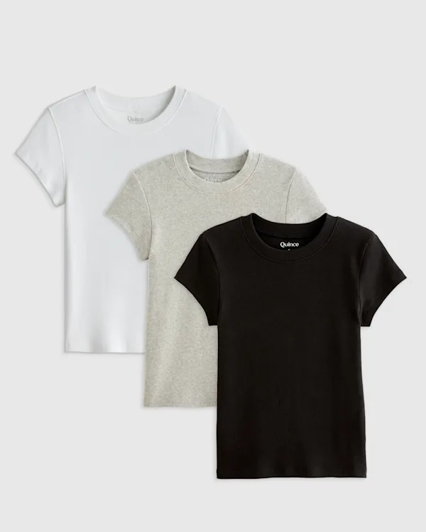 Organic Cotton Micro-Rib Crewneck Tee 3 Pack Bundle