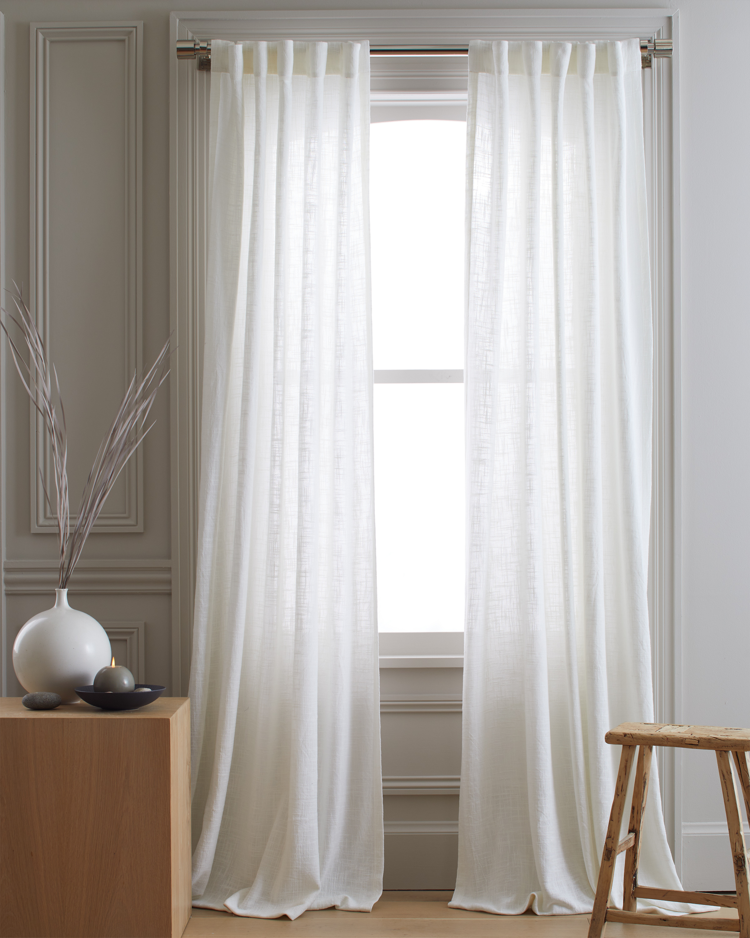 Quince Cotton Sheer Curtain Set In White