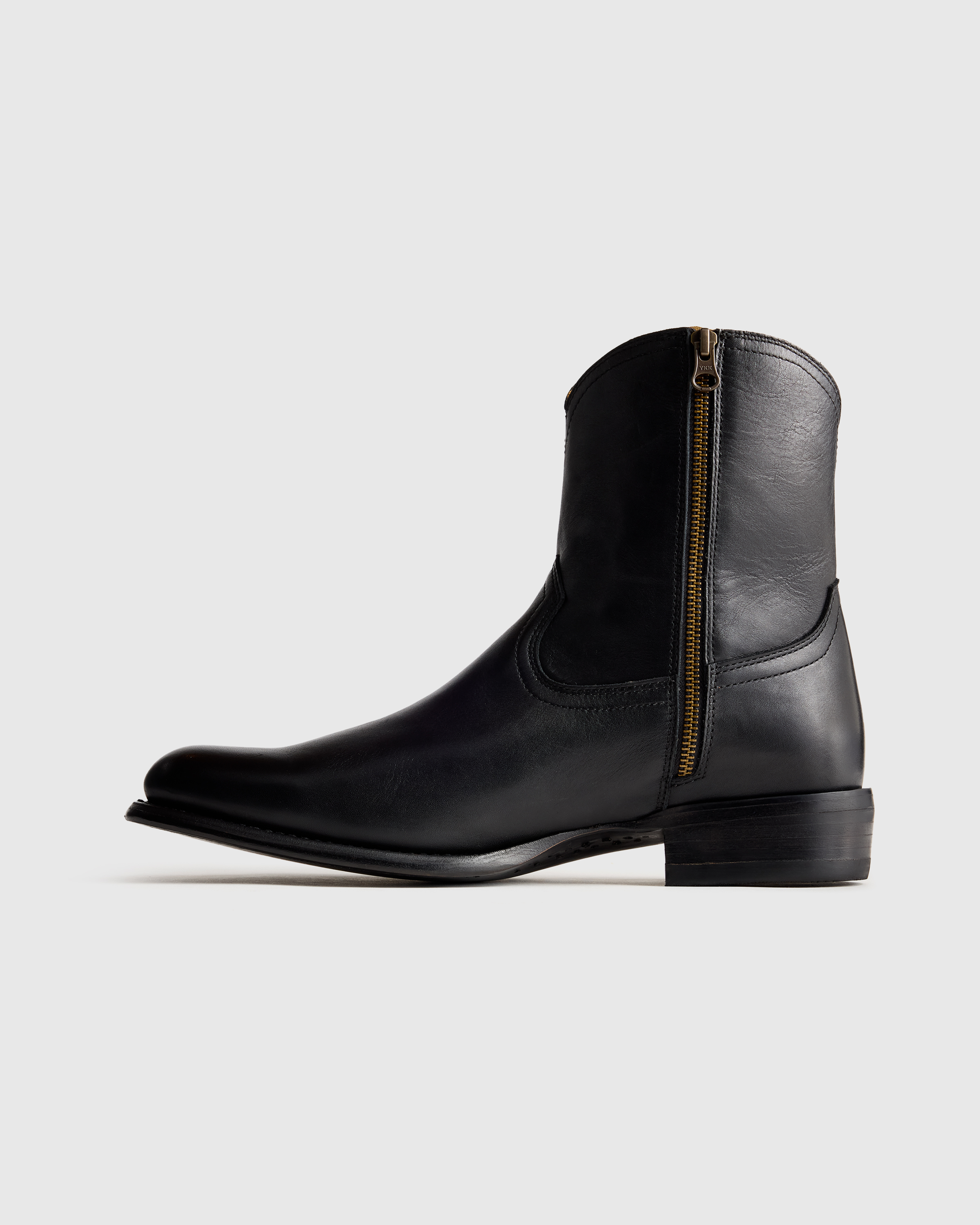 Crafted Leather Western Zip Boot in Dark Chocolate display picture 3