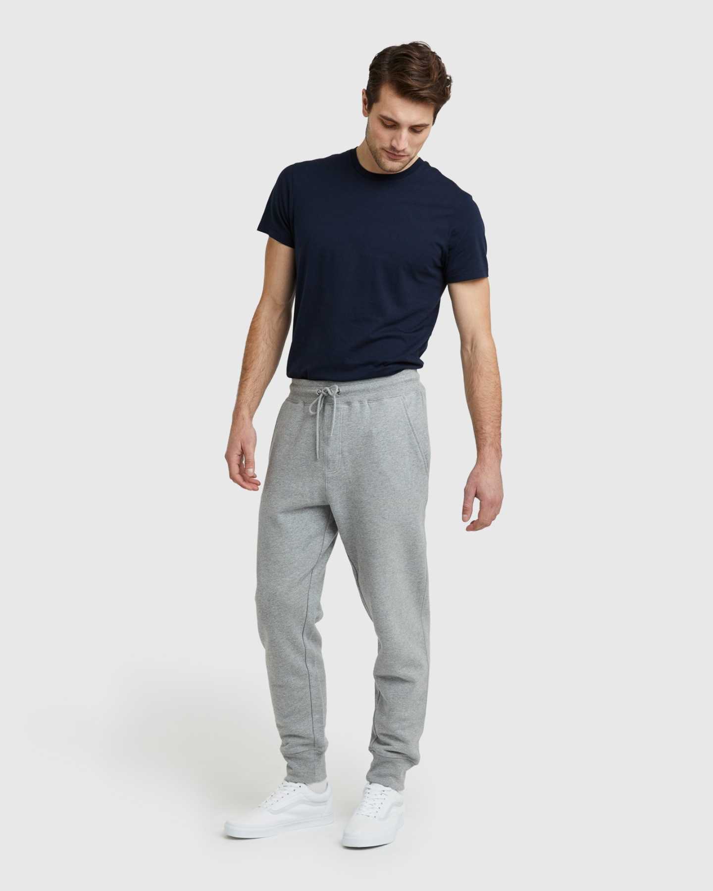 Man wearing 100% organic cotton heavyweight sweatpants from front
