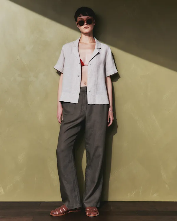 100% European Linen Pleated Trouser