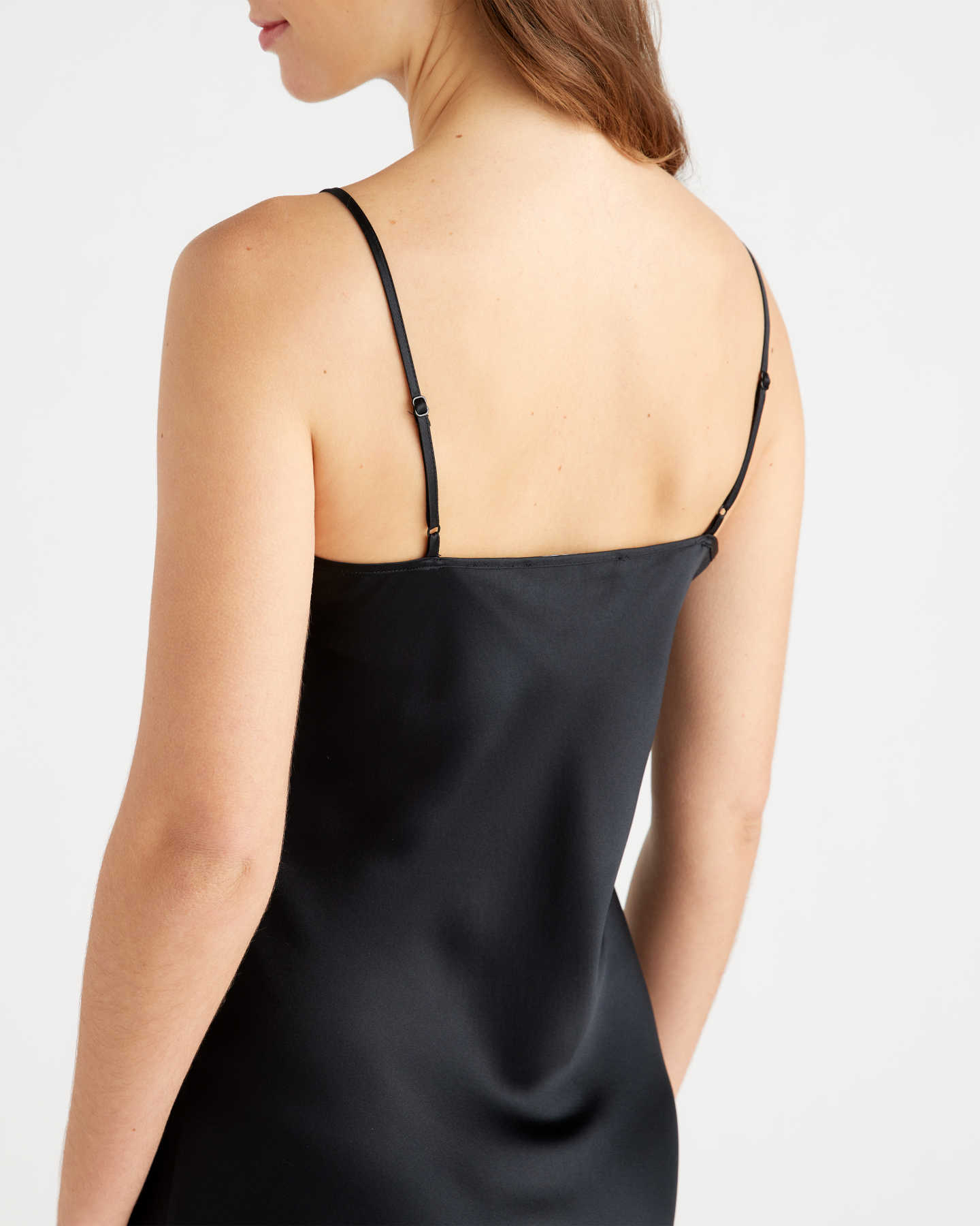 100% Washable Silk Slip Dress - Black - 3 - Thumbnail