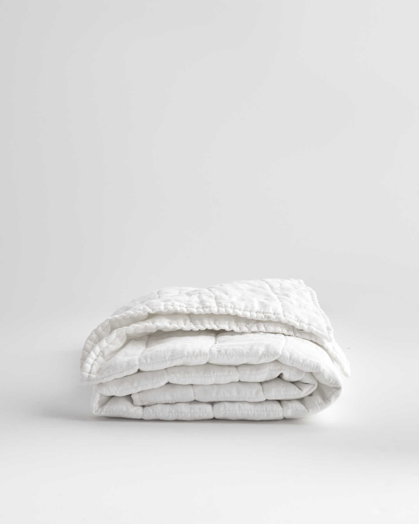 European Linen Crib Quilt - White - 0