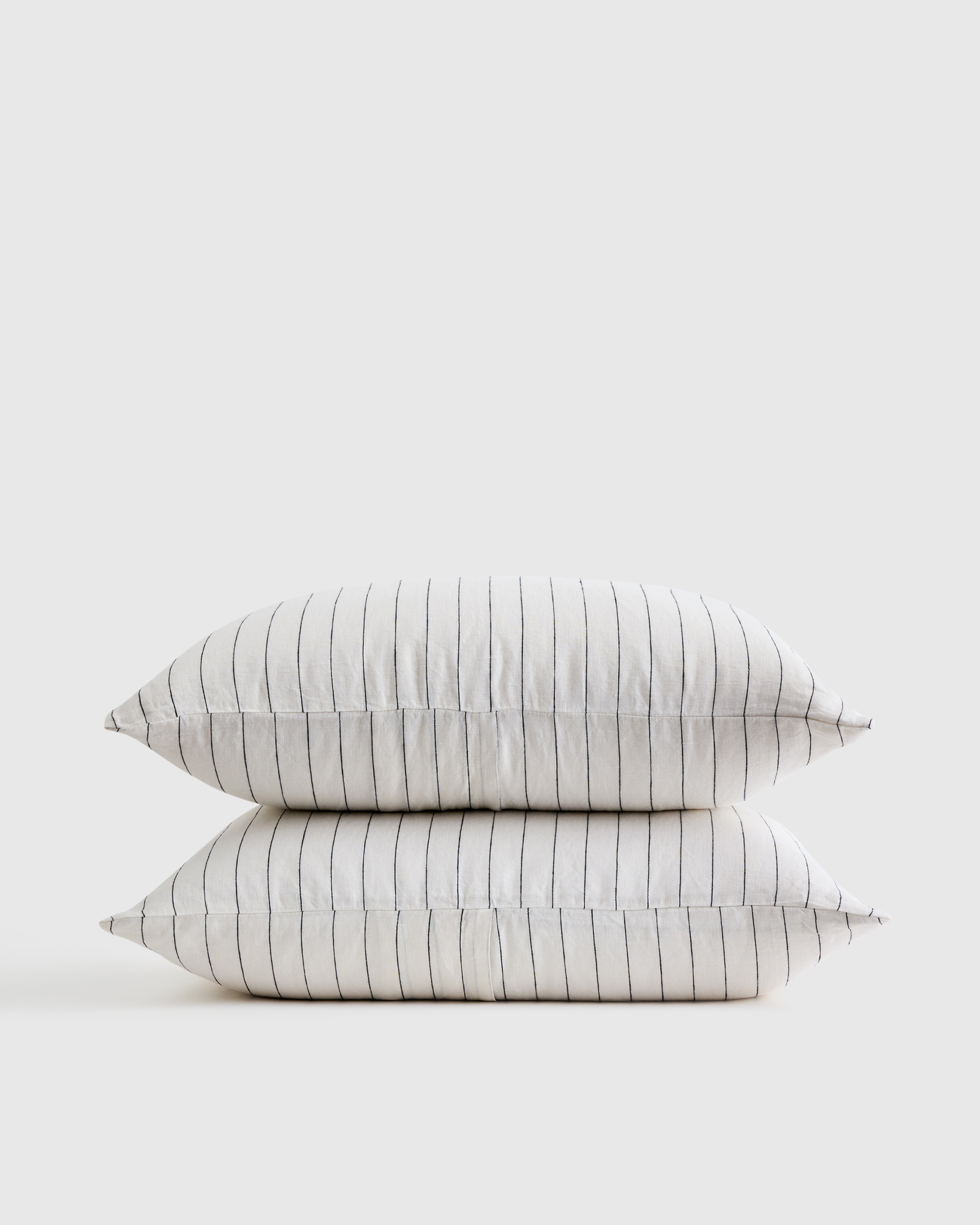 European Linen Stripe Sham Set in Grey/white Stripe Standard