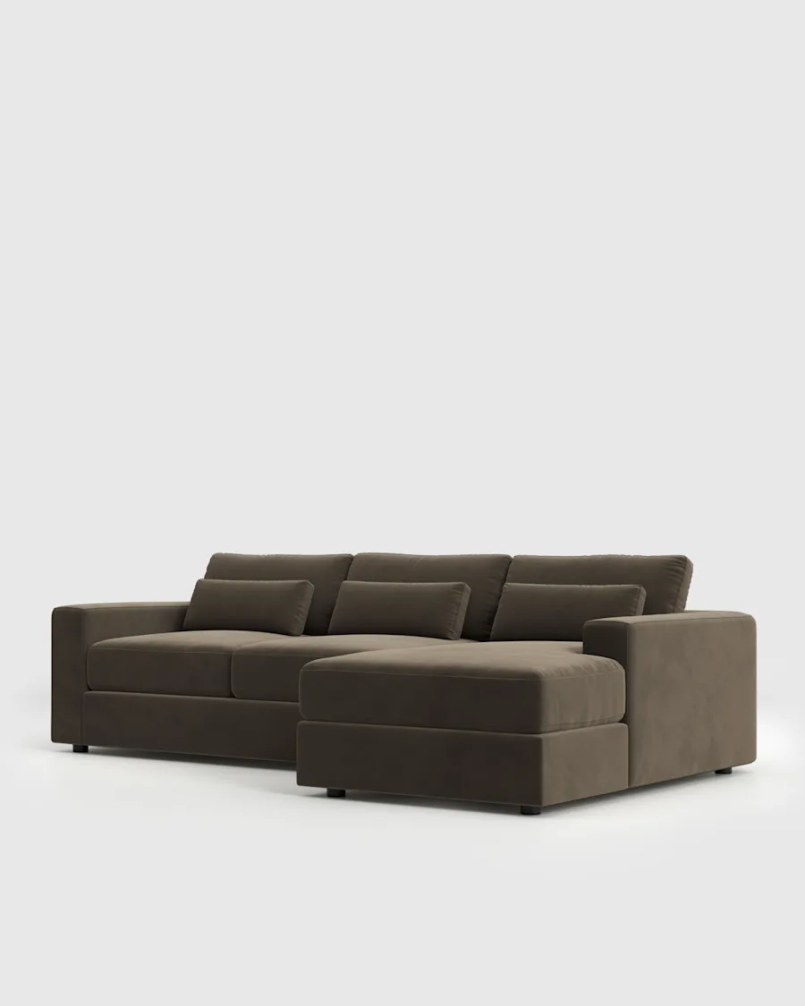 Chunky Arm Deep Seat Chais Sectional 119 Right Arm Front Angle Sable