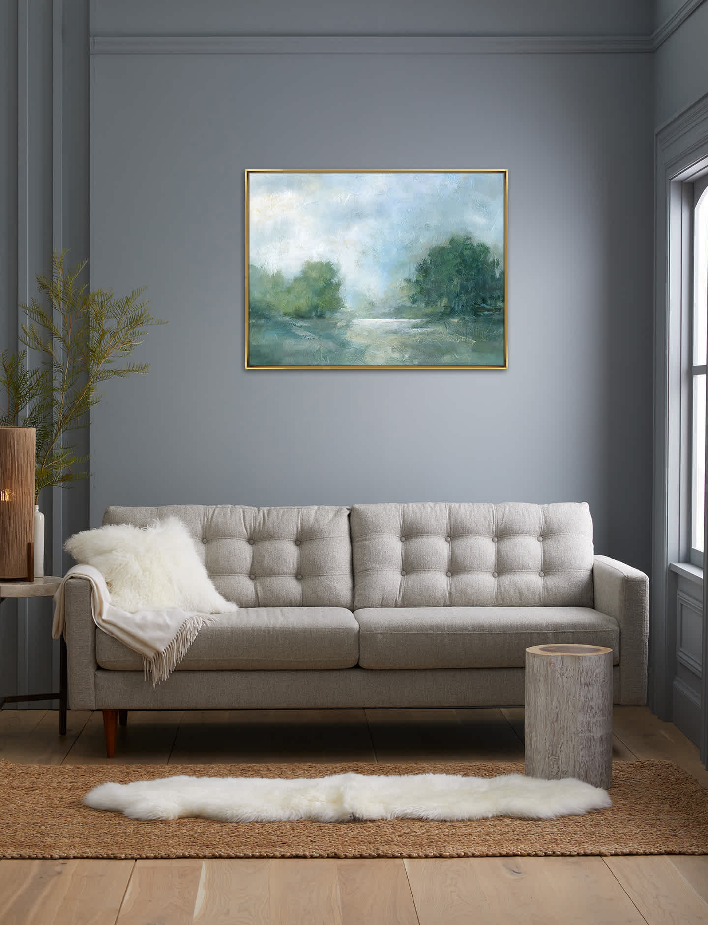 Erdem Landscape Wall Art - White Oak Wash Wood Frame - 1 - Thumbnail