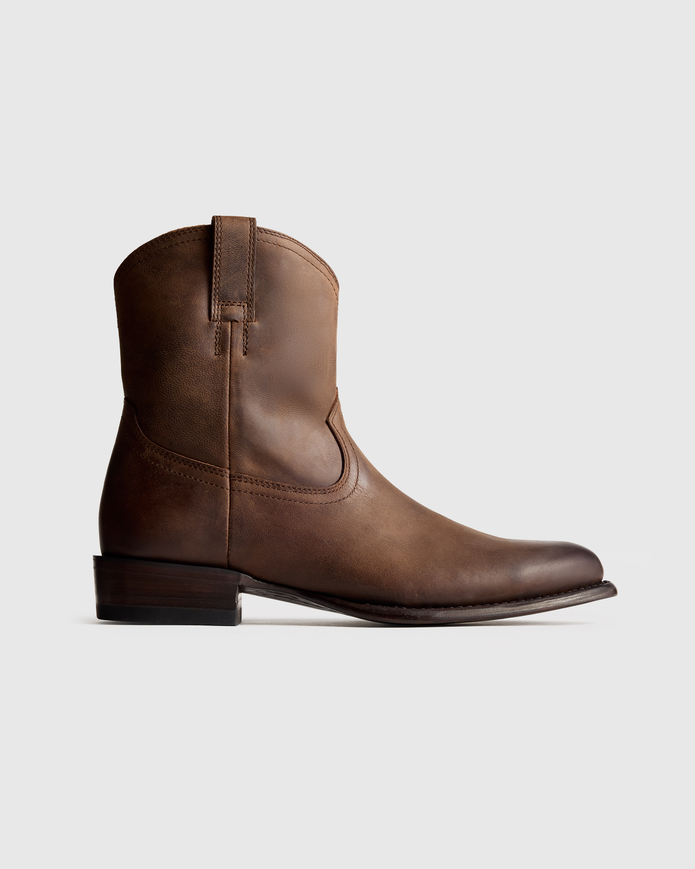 Crafted Leather Western Zip Boot in Dark Chocolate display picture 1