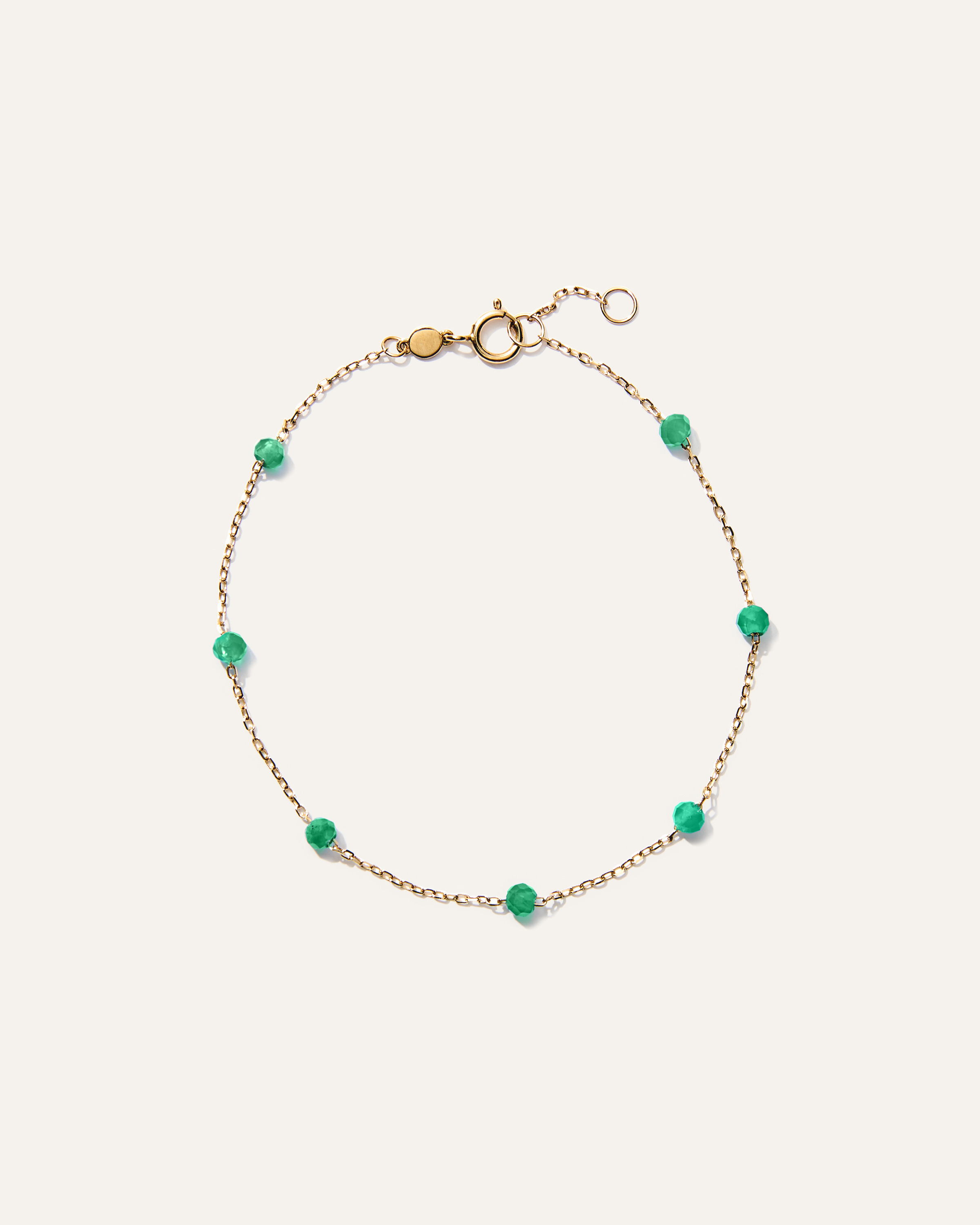 14K Gold Gemstone Station Stackable Bracelet