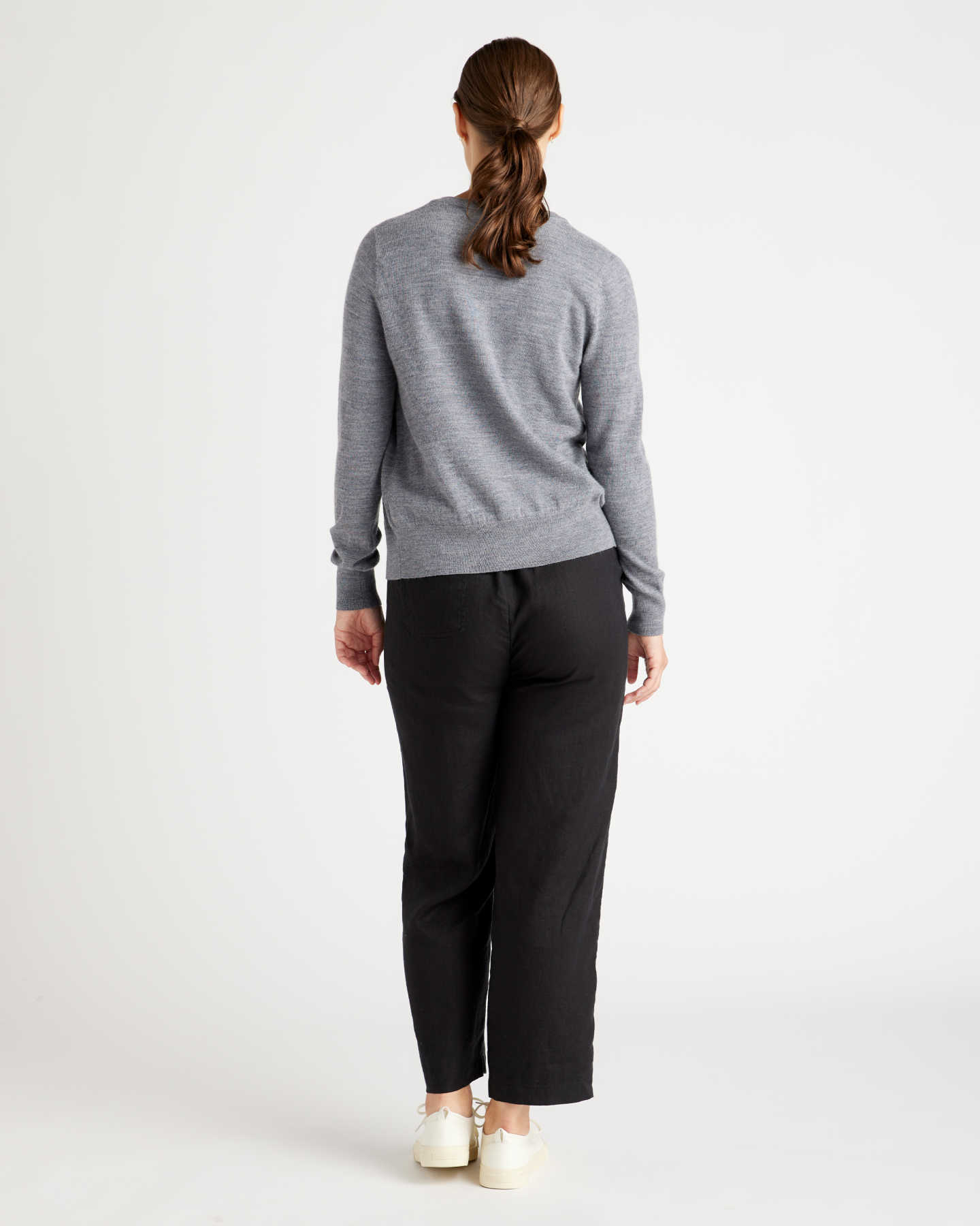 Australian Merino Wool Button Cardigan Sweater - Heather Grey - 3 - Thumbnail