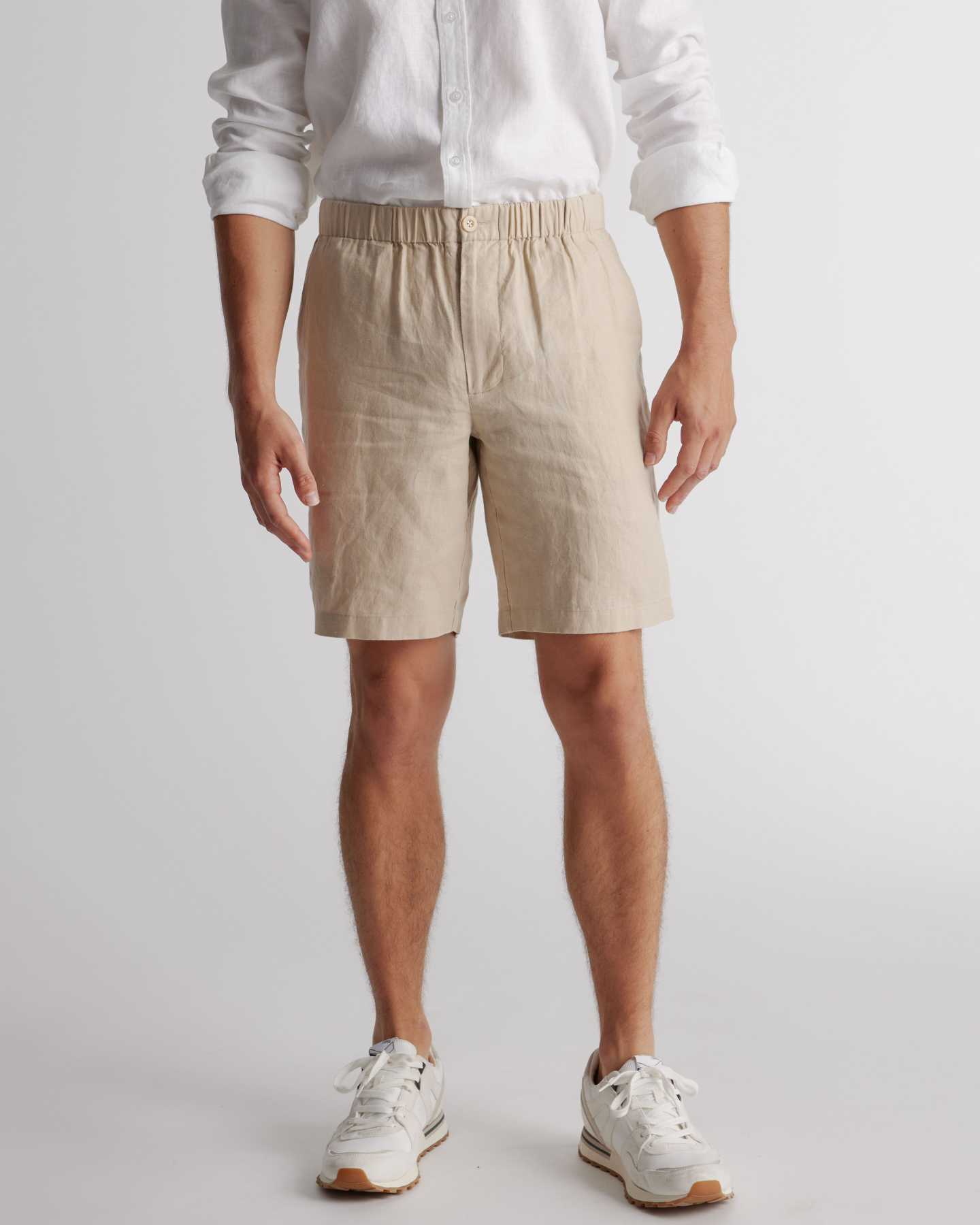 100% European Linen Shorts - Driftwood