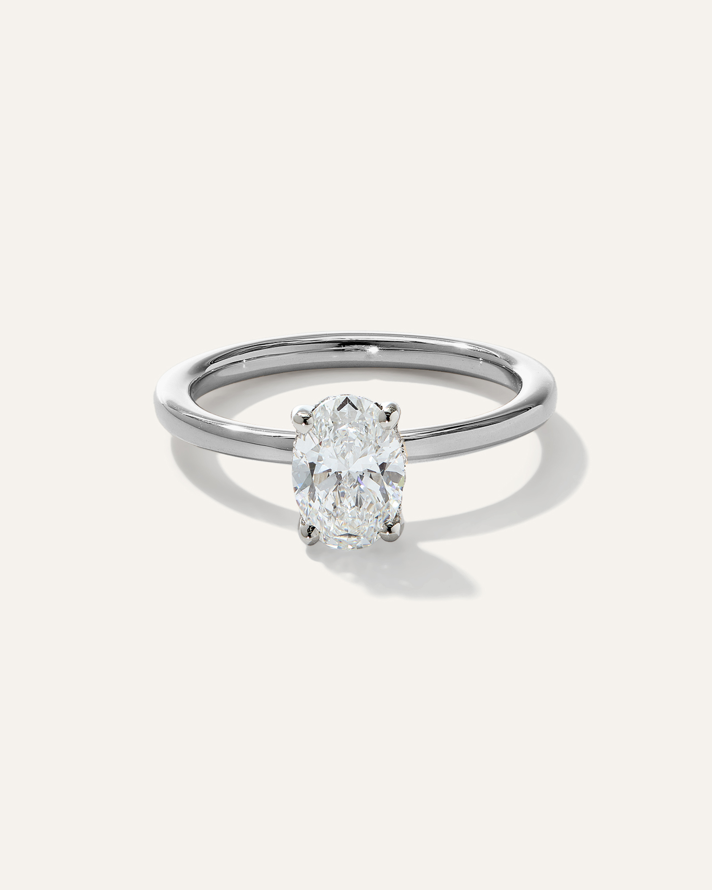 Lab Grown Diamond Oval Petite Hidden Halo Engagement Ring - 1ct