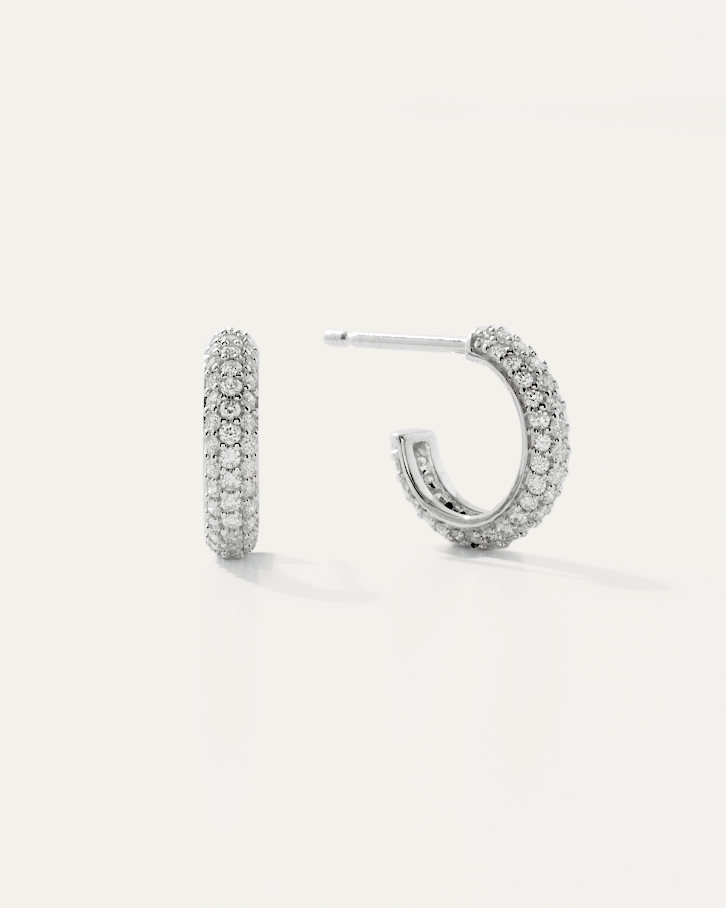 Quince Women's 14k Gold Diamond Pave Half Hoop Earrings In White