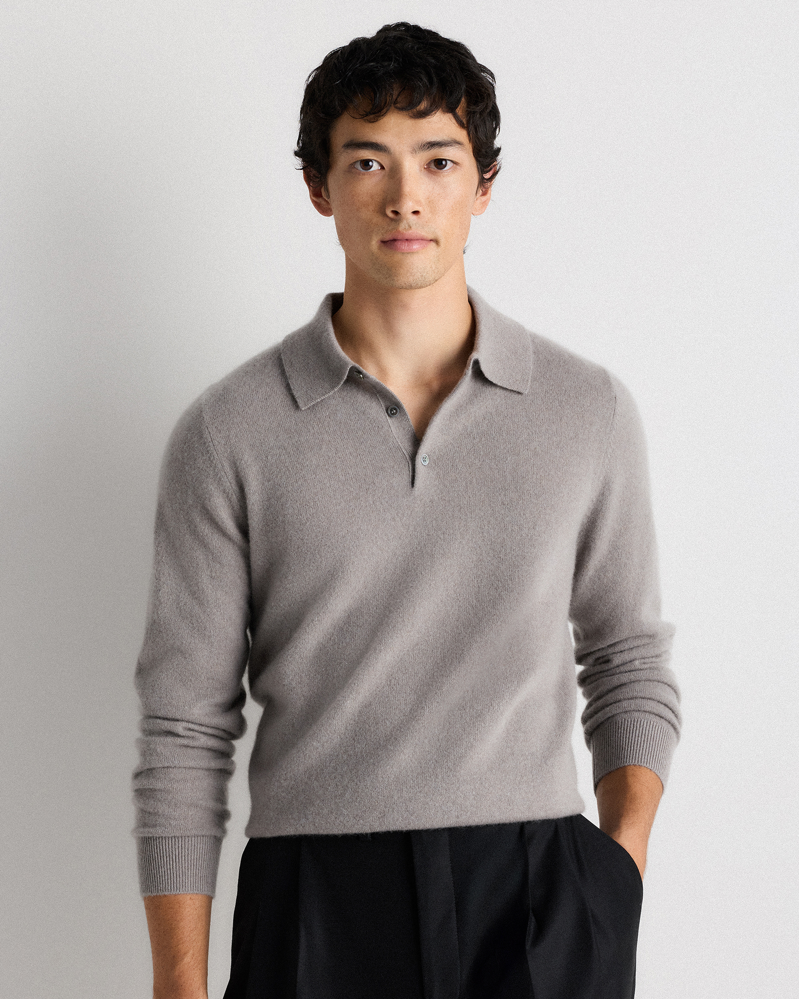 Mongolian Cashmere Polo Sweater