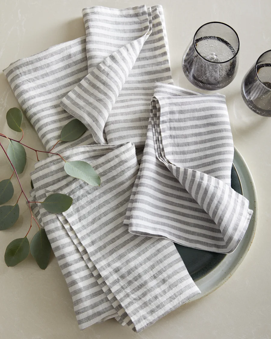 Napkin LinenStripe Charcoal 3535