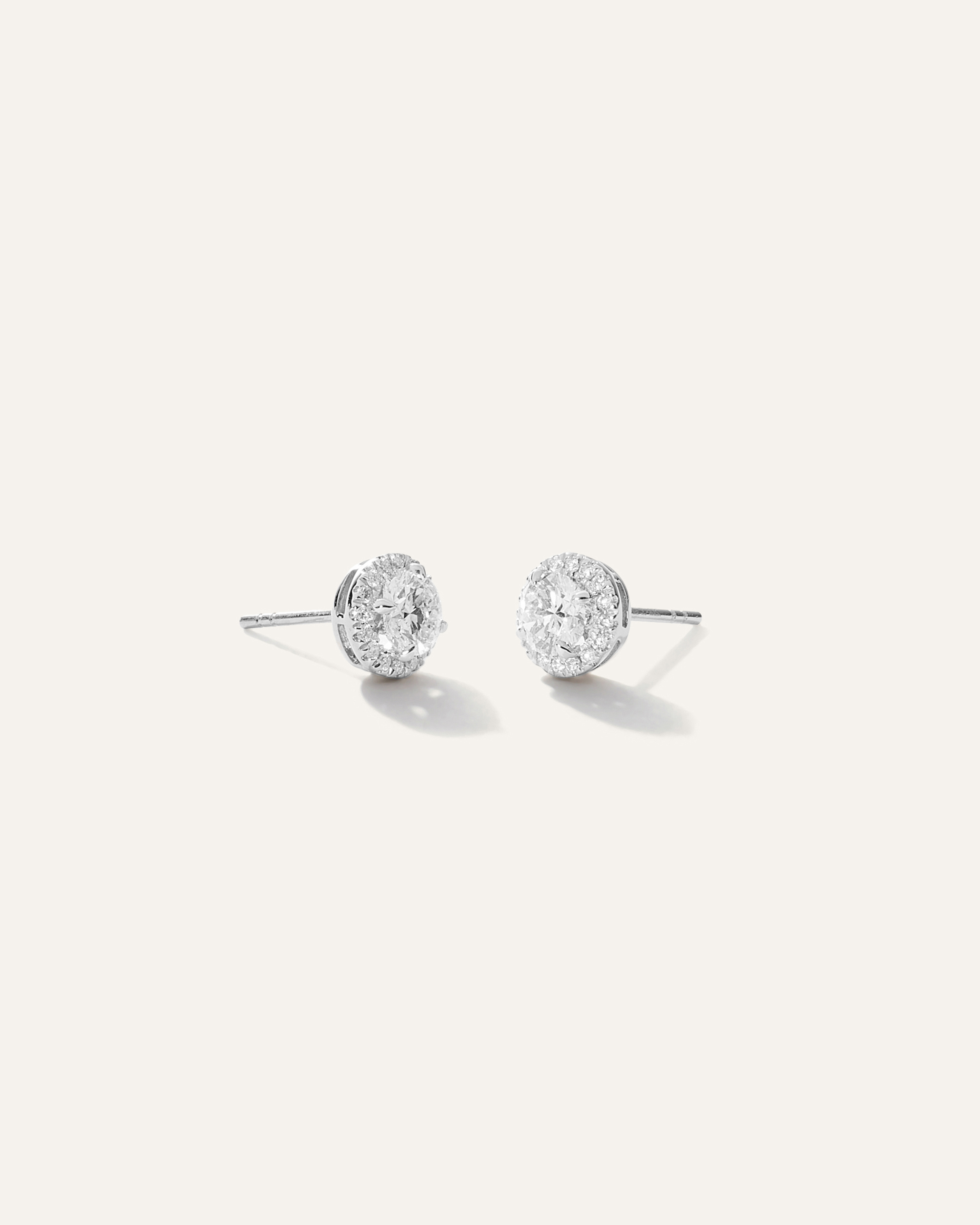 14K Gold Lab Grown Diamond Halo Studs - 1ctw