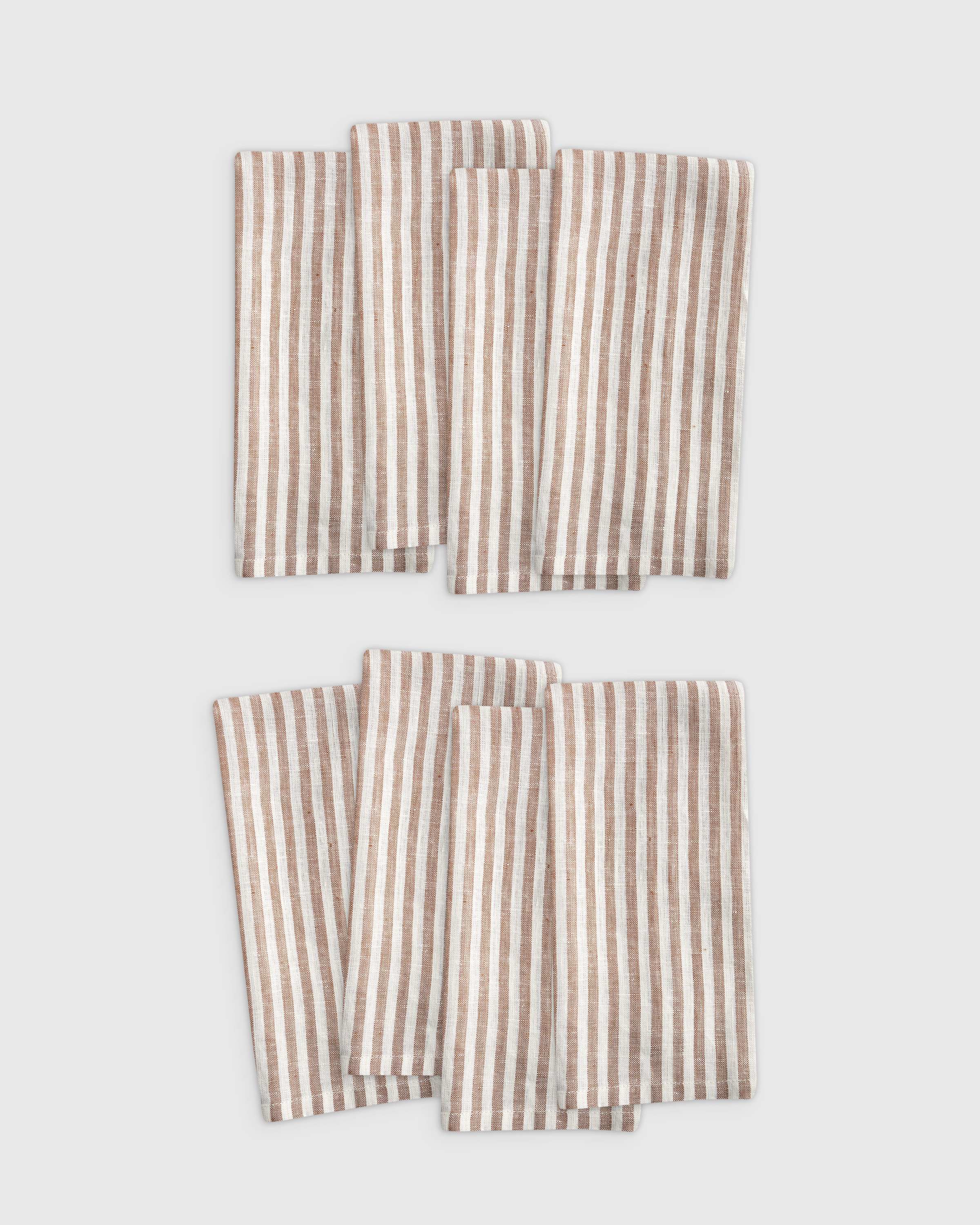 European Linen Stripe Napkins (Set of 8) in Terracotta/White Stripe