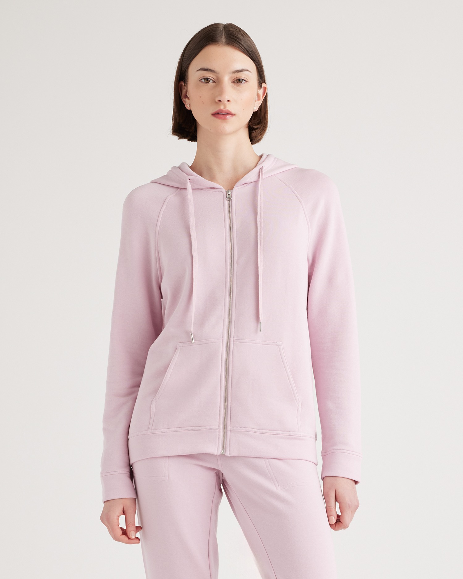 Quince Women's Supersoft Fleece Zip Up Hoodie In Petal Pink