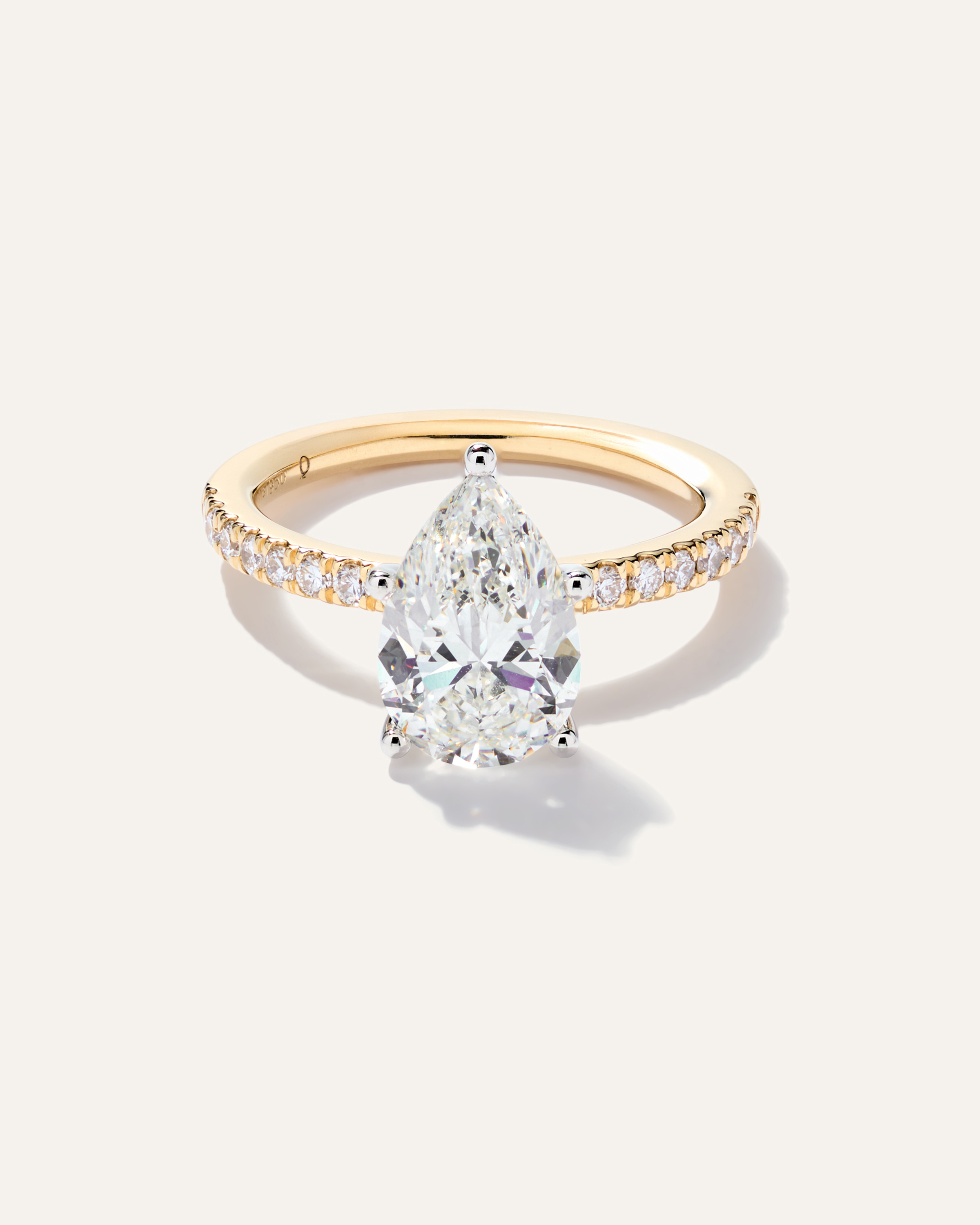 Lab Grown Diamond Pear Petite Pave Engagement Ring - 2.5ct