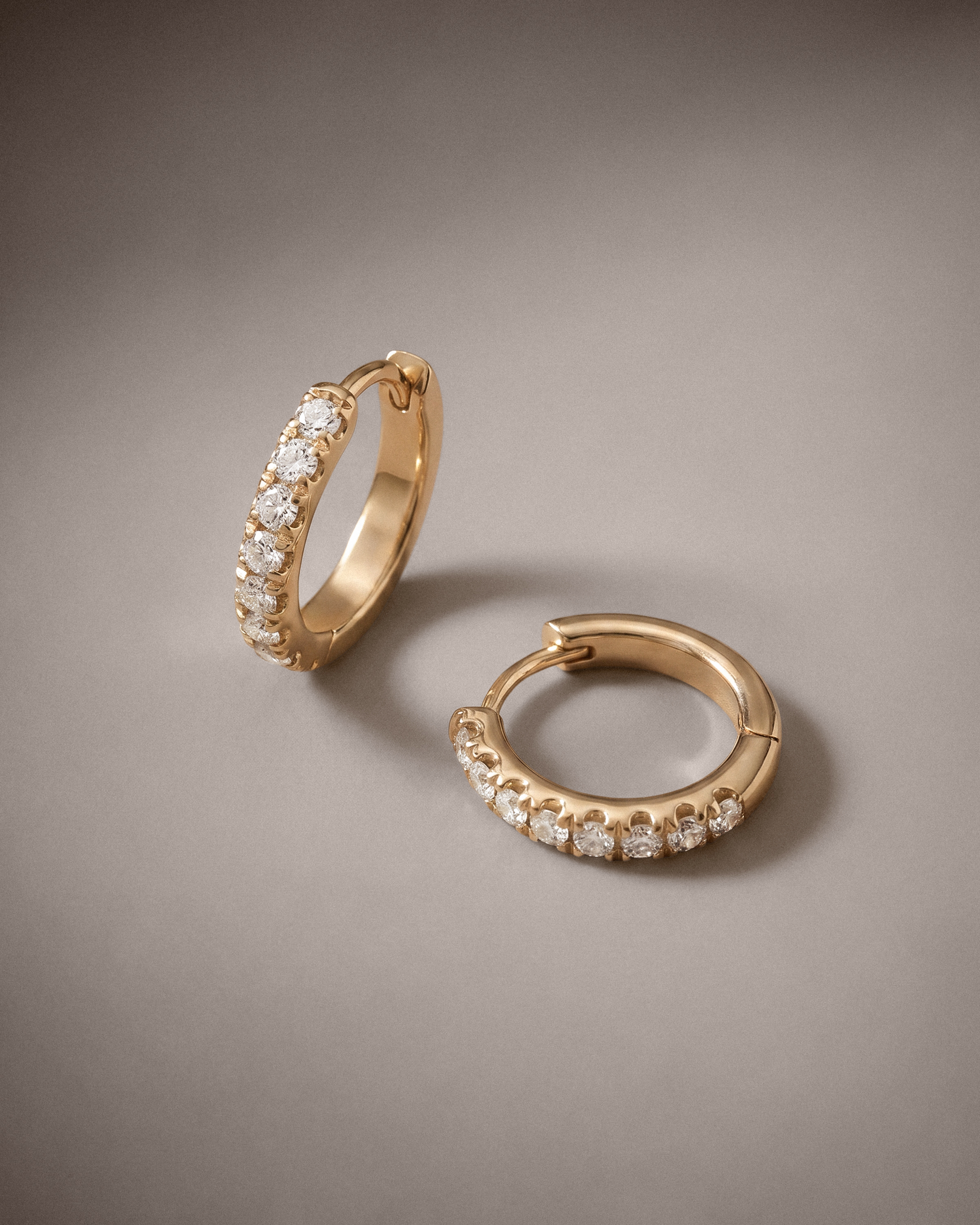 14K Gold Pave Diamond Tiny Huggie