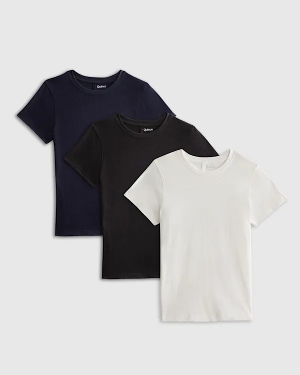 100% Organic Cotton Slub Crewneck Tee 3 Pack Bundle