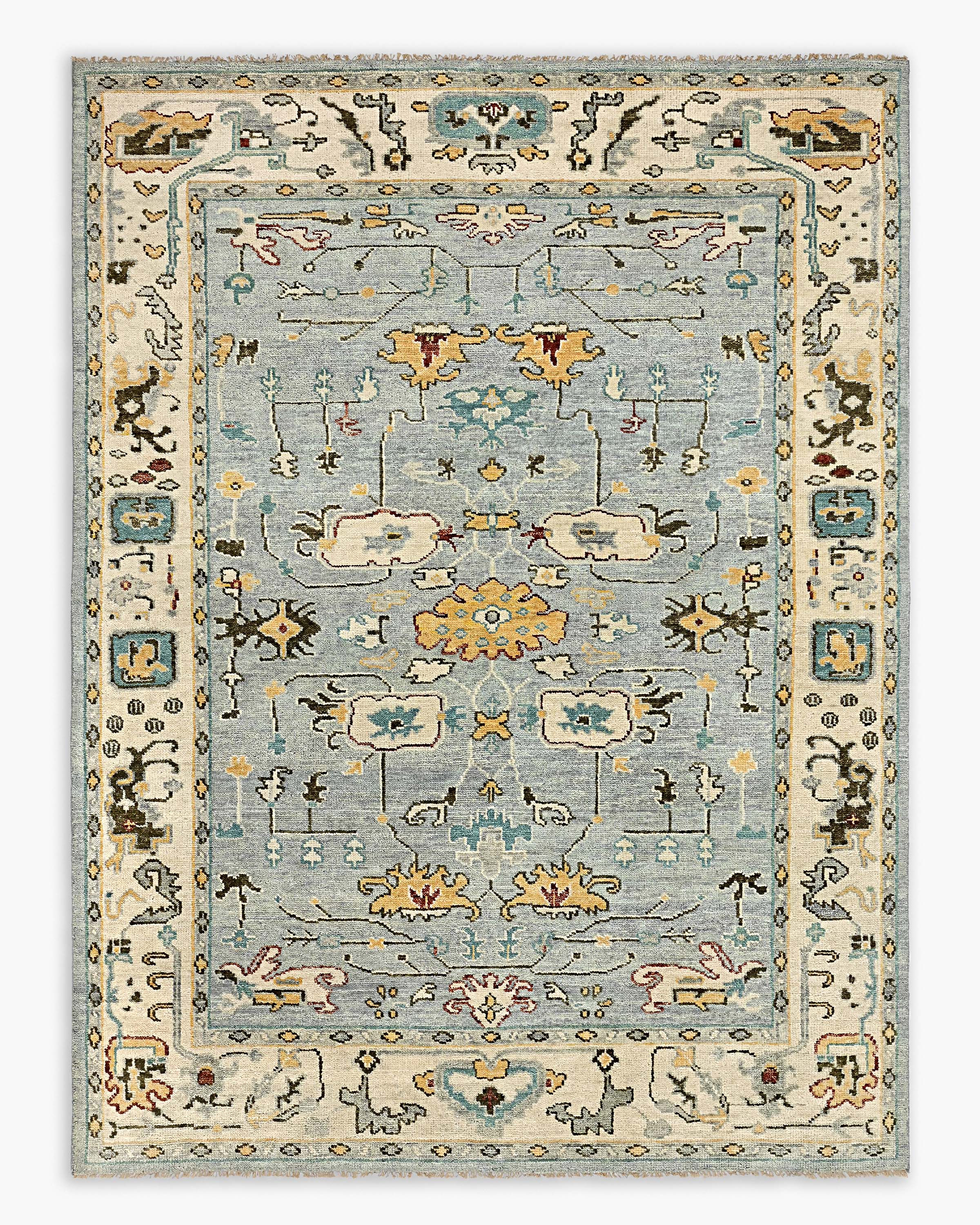 Quince Artemis Hand-knotted Wool Rug In Light Blue