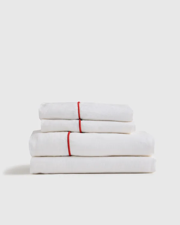European Linen Piped Sheet Set
