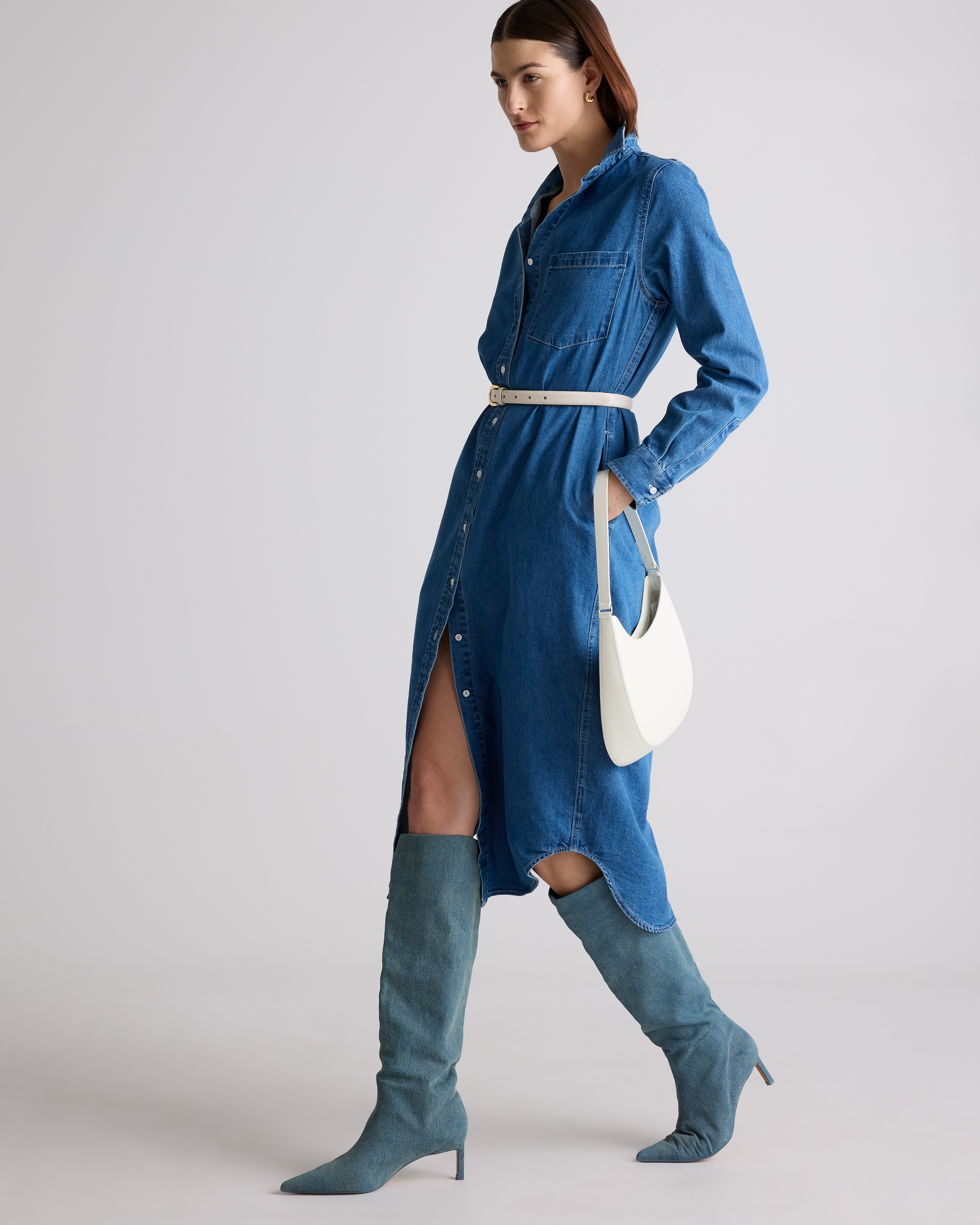 quince denim dress Distressed Maxi Shirt weekend adventures Quince Denim Shirt Dress Womens