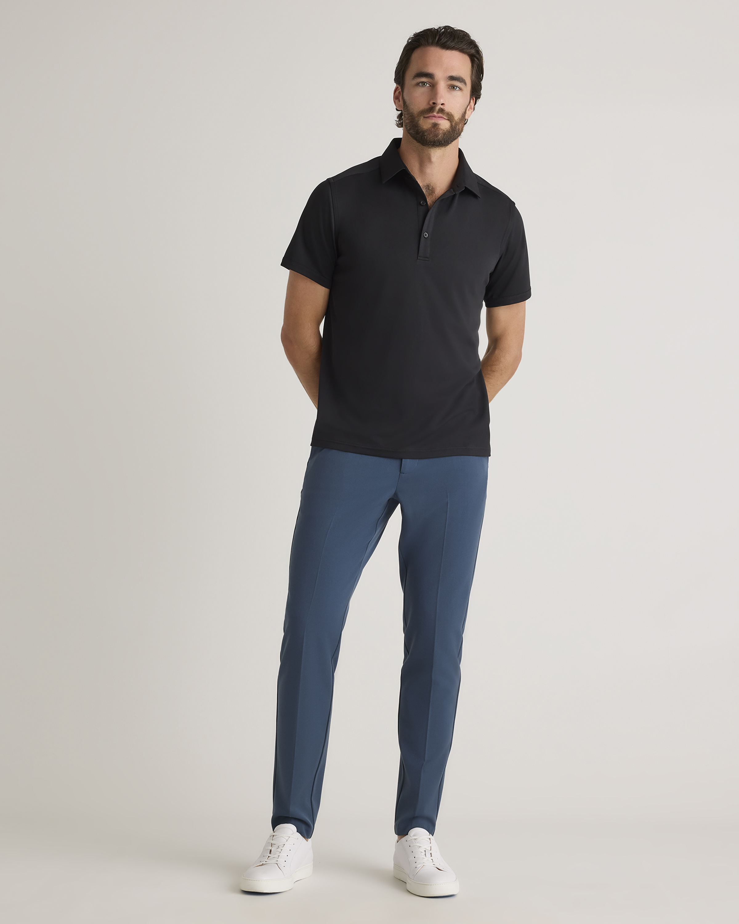 Commuter Stretch Pique Polo in Navy