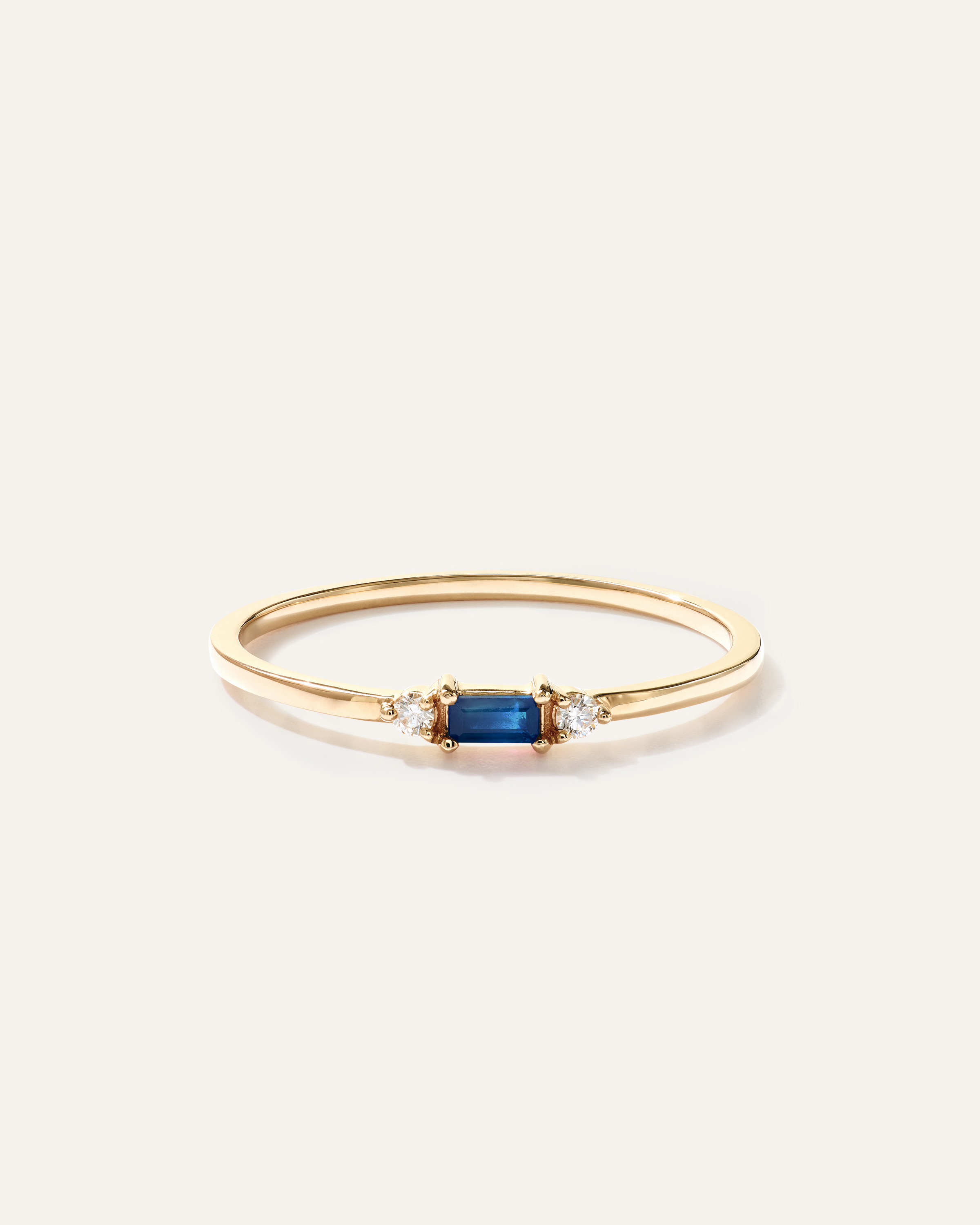 14k Gold Baguette Gemstone with Diamonds Ring