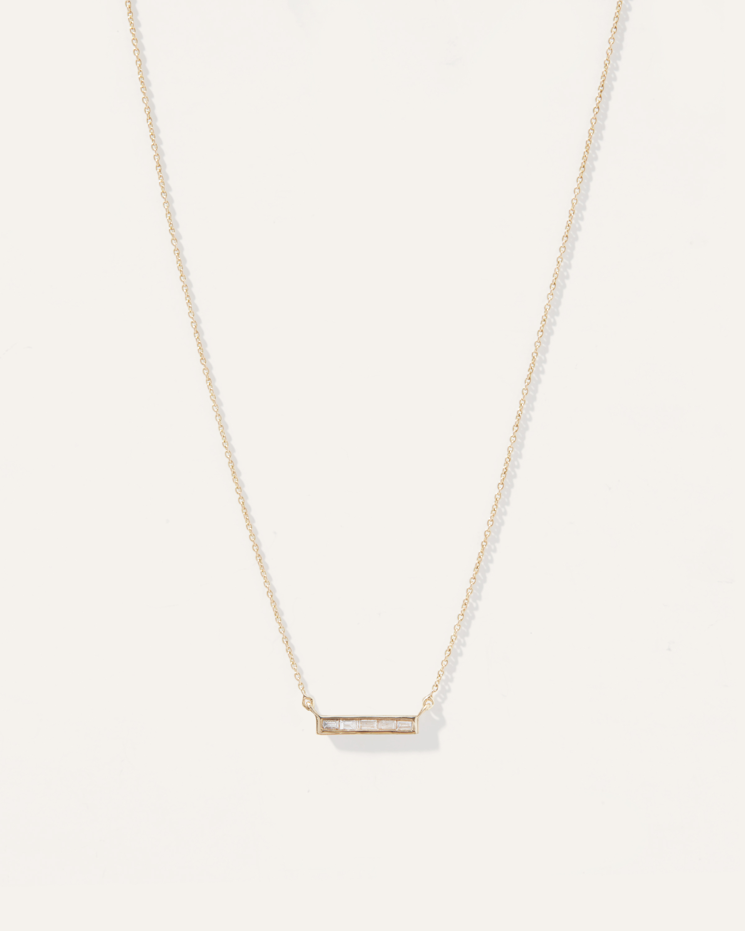 Quince Women's 14k Gold Diamond Baguette Bar Necklace