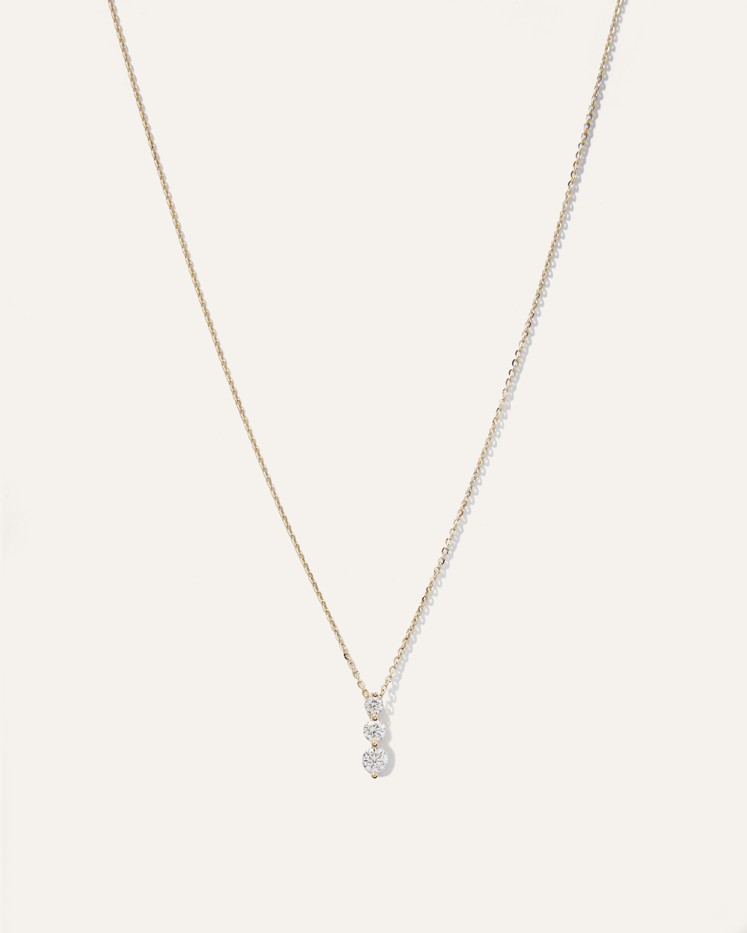 Quince Women's 14k Gold Diamond Three Stone Drop Necklace
