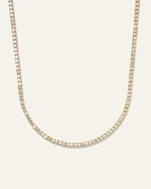 14K Gold Lab Grown Diamond Tennis Necklace - 7ctw